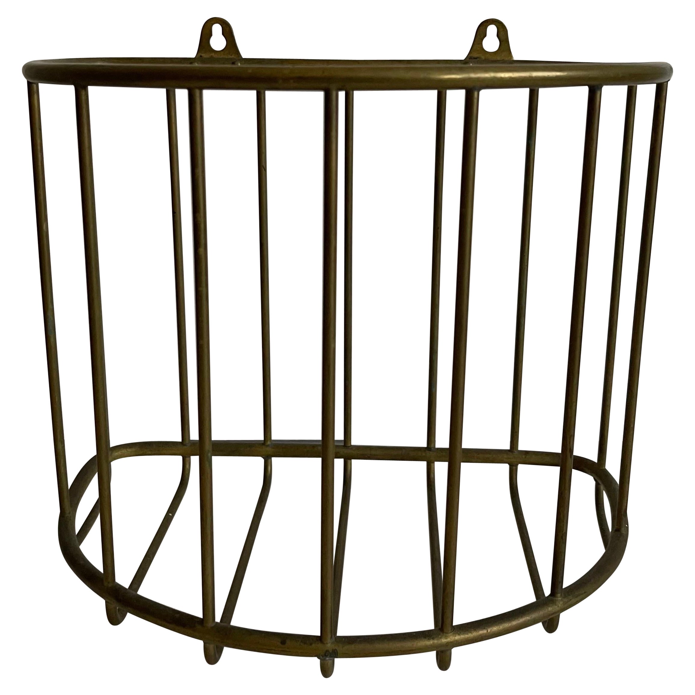 English Brass Hanging Mail Basket Letter Holder