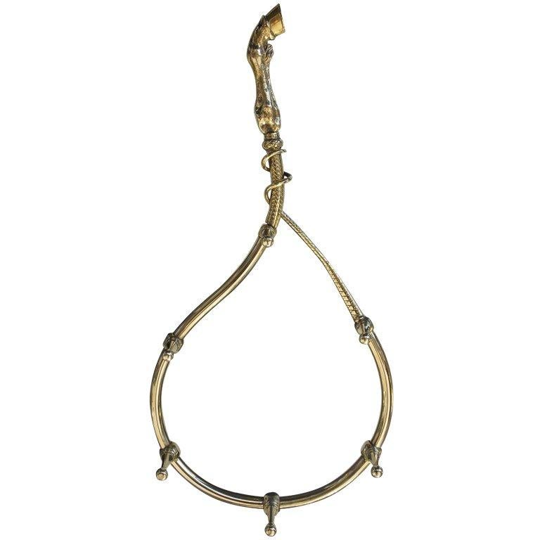 English Brass Hanging Riding Crop Holder For Sale