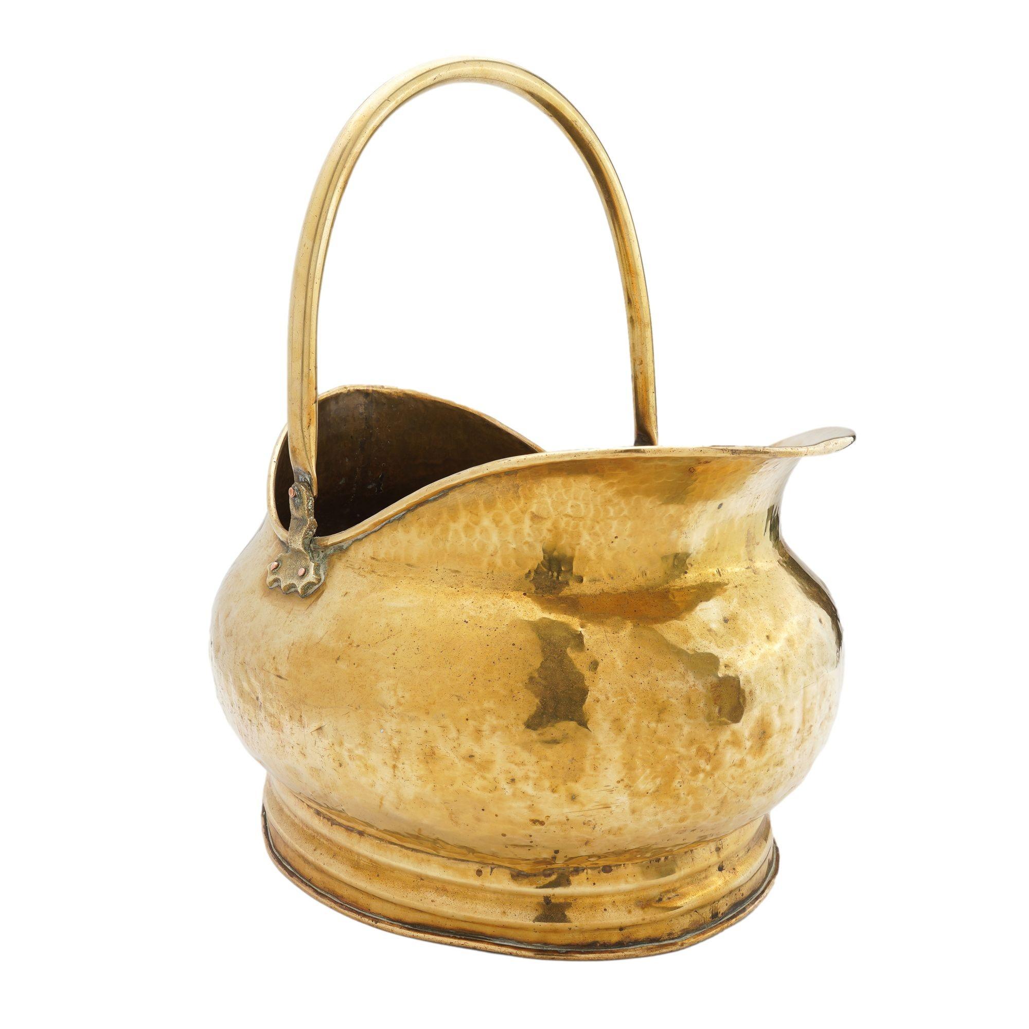 English brass helmet form coal hod, 1800's For Sale 2