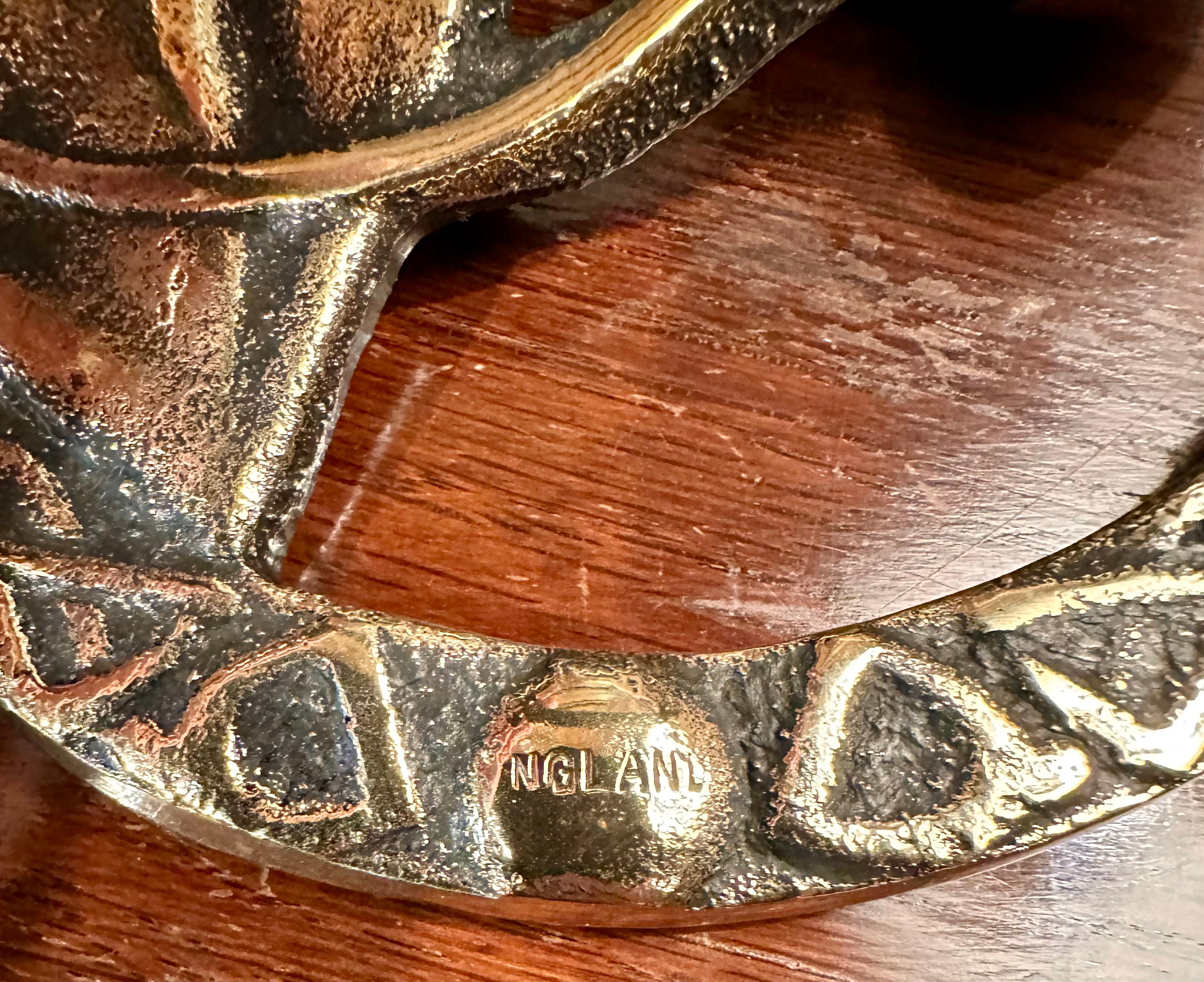 20th Century English Brass Horseshoe Door Knocker. For Sale