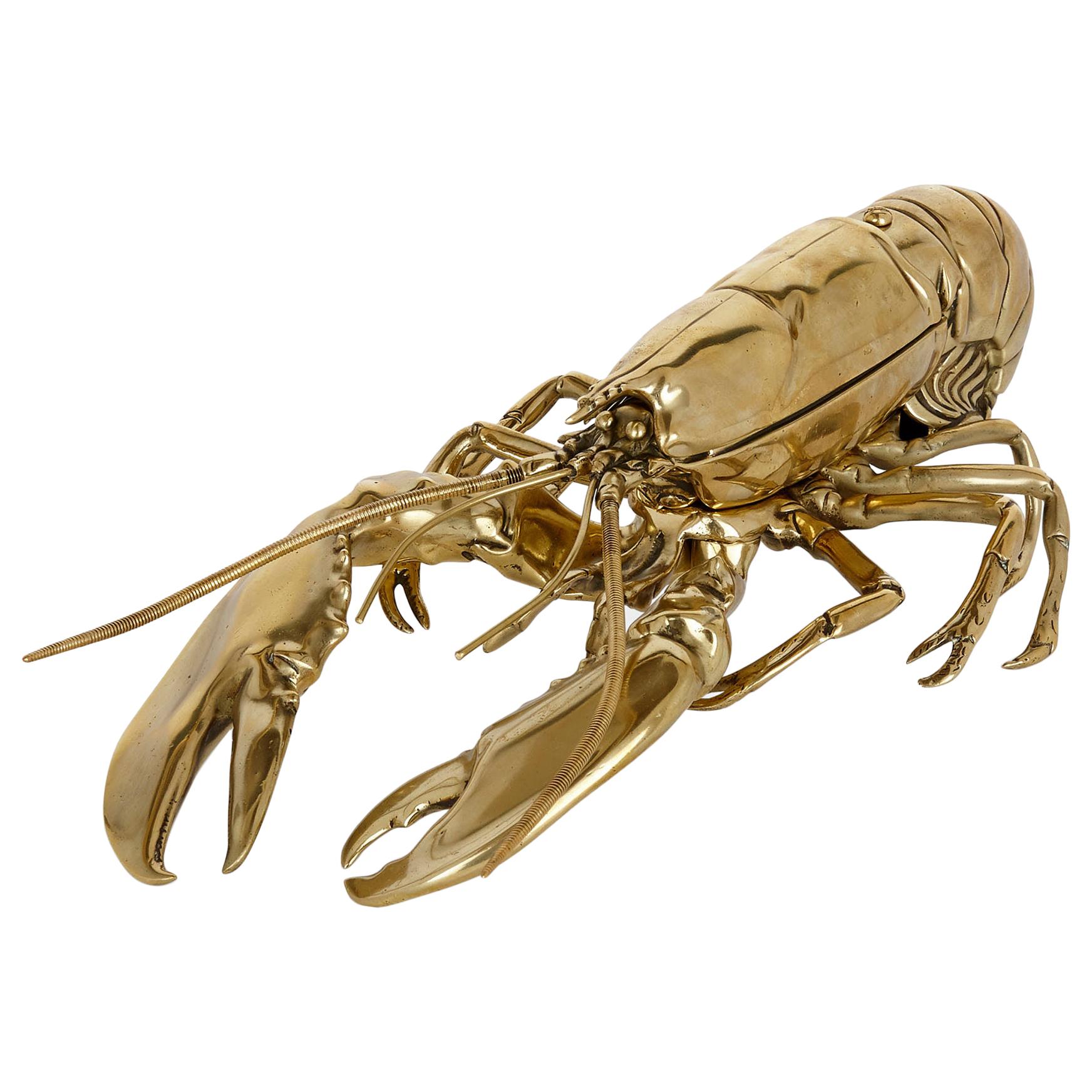 English Brass Inkstand in the Form of a Lobster For Sale