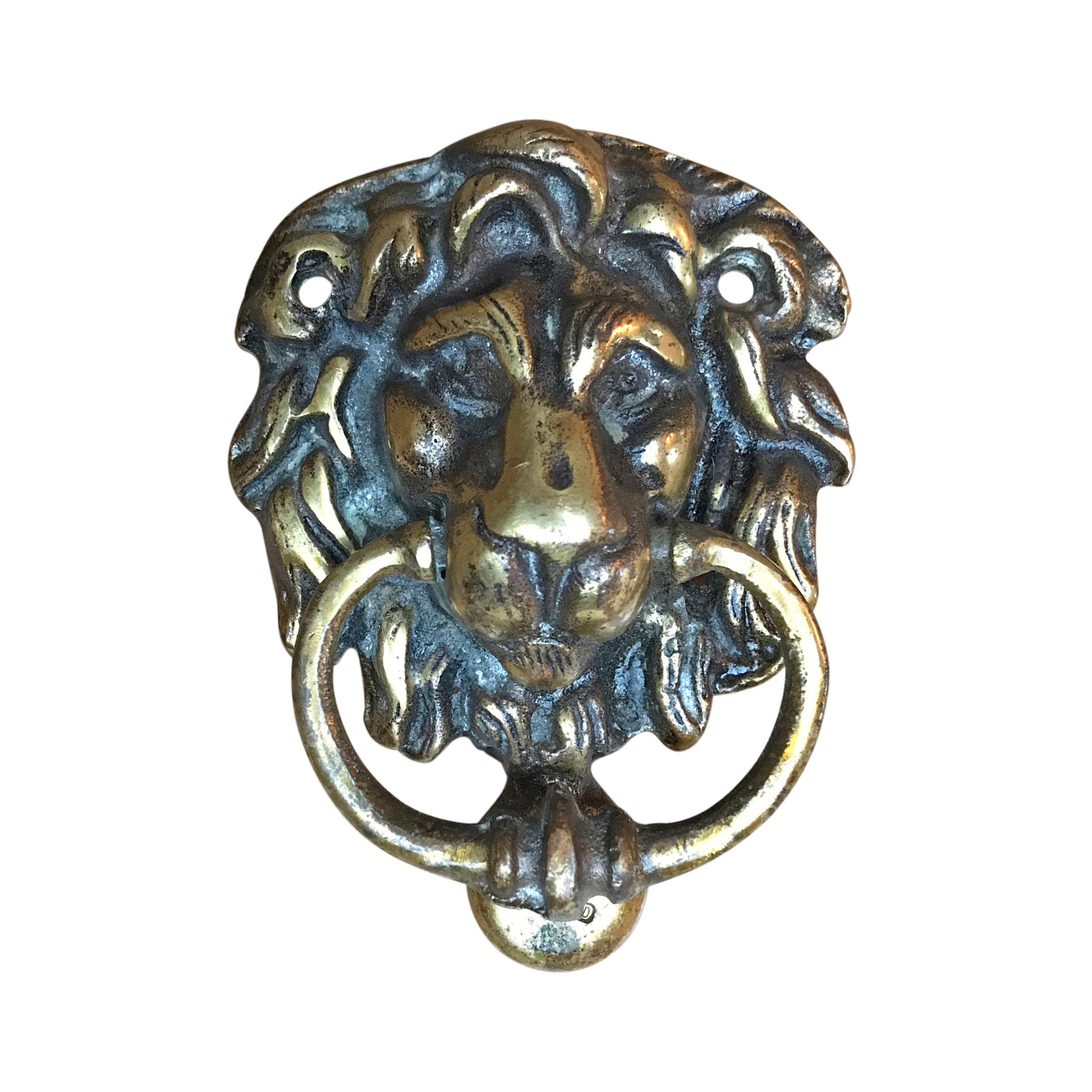 English Brass Lion Head Door Knocker