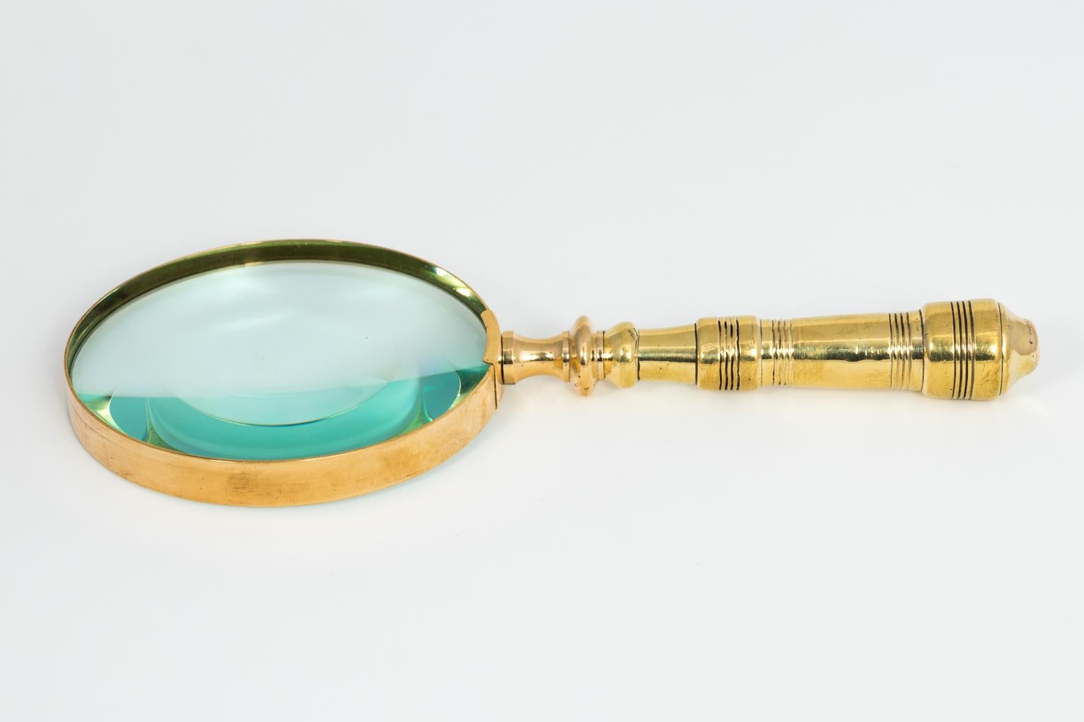 Polished English Brass Magnifying Glass