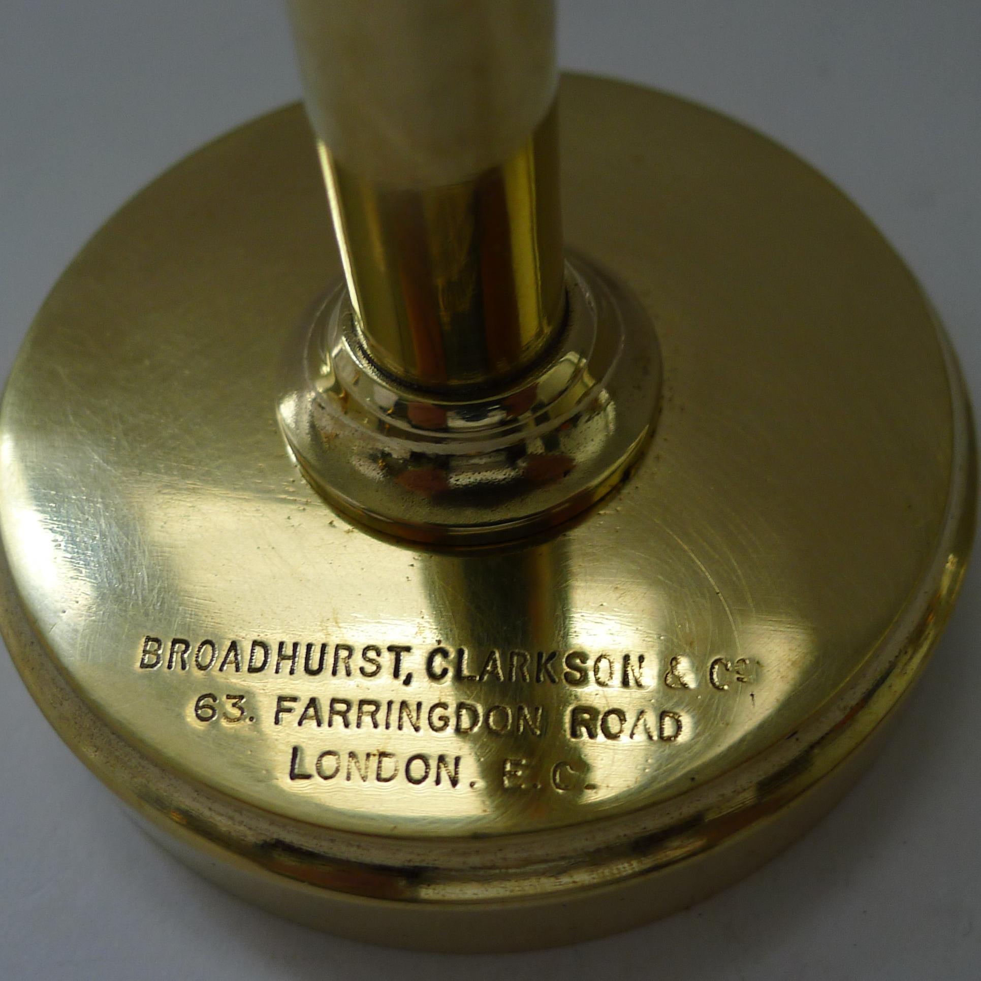 English Brass Pivoting Magnifying Glass on Stand c.1915 - Signed For Sale 1