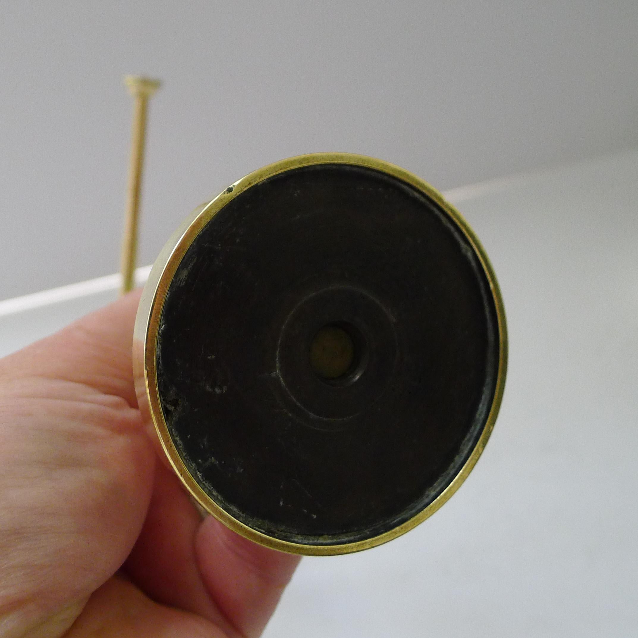 English Brass Pivoting Magnifying Glass on Stand c.1915 - Signed For Sale 3