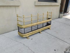 English Brass & Artistic Work Gallery Ball Finial Fire Place Fender, Circa 1780