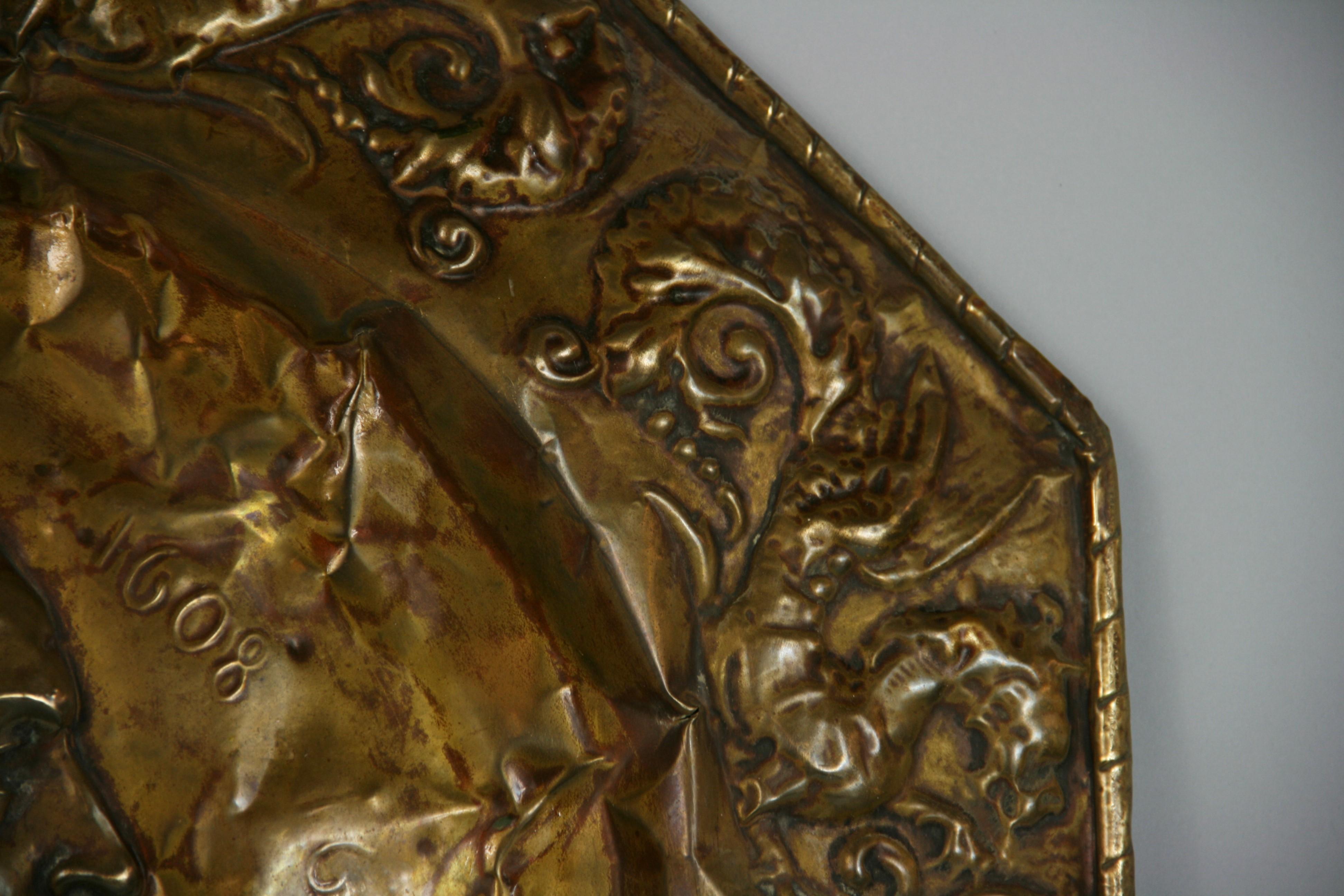 English Brass Repousse Wall Panel Depicting Milton For Sale at 1stDibs