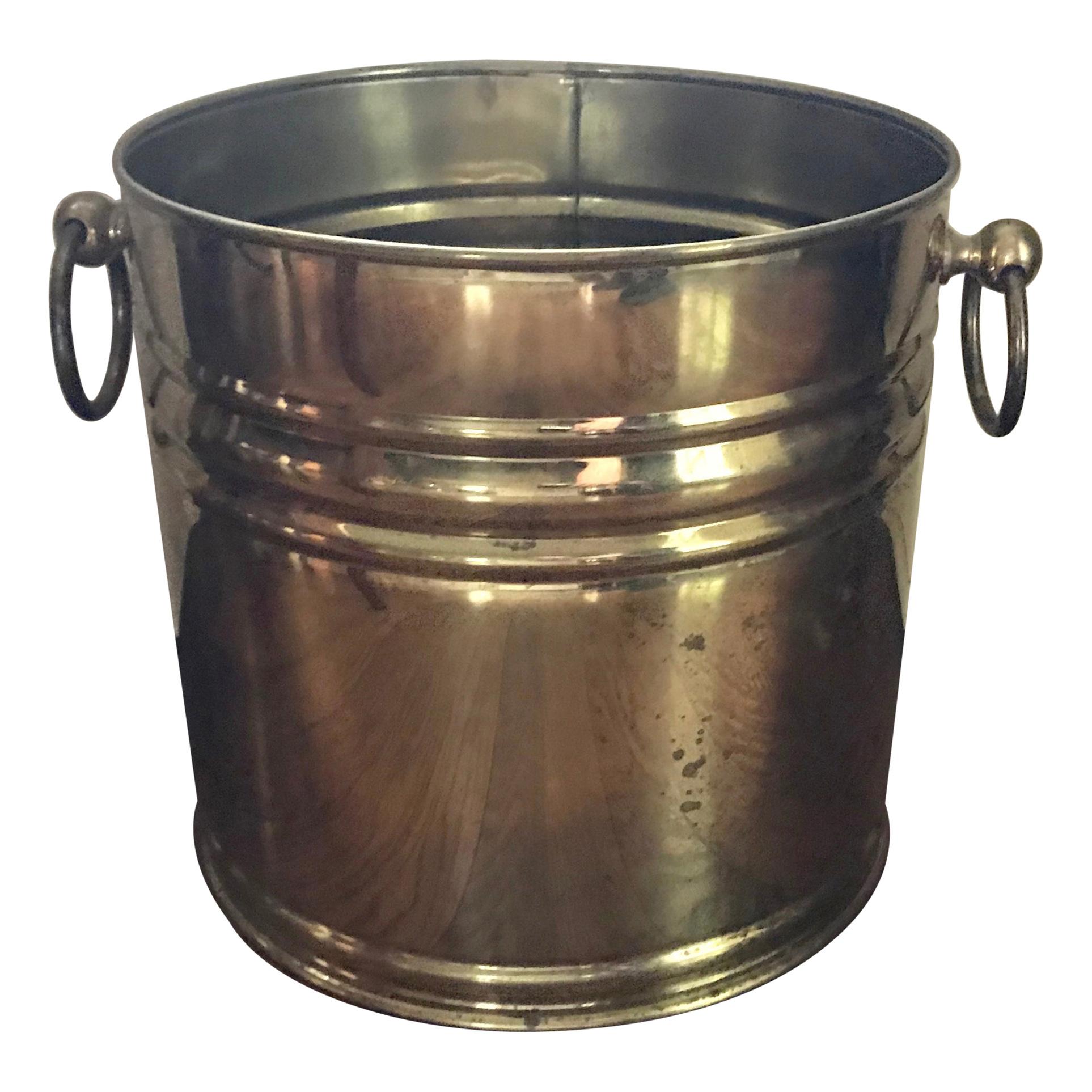 English Brass Ring-Handled Cachepot/Wastebasket