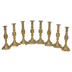 English Brass “Royal Family” Diamond Candlesticks – Complete Set of Four Pairs