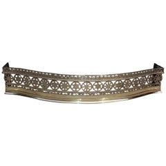 Antique English Brass Serpentine Chased & Beaded Star Motif Fire Place Fender Circa 1760