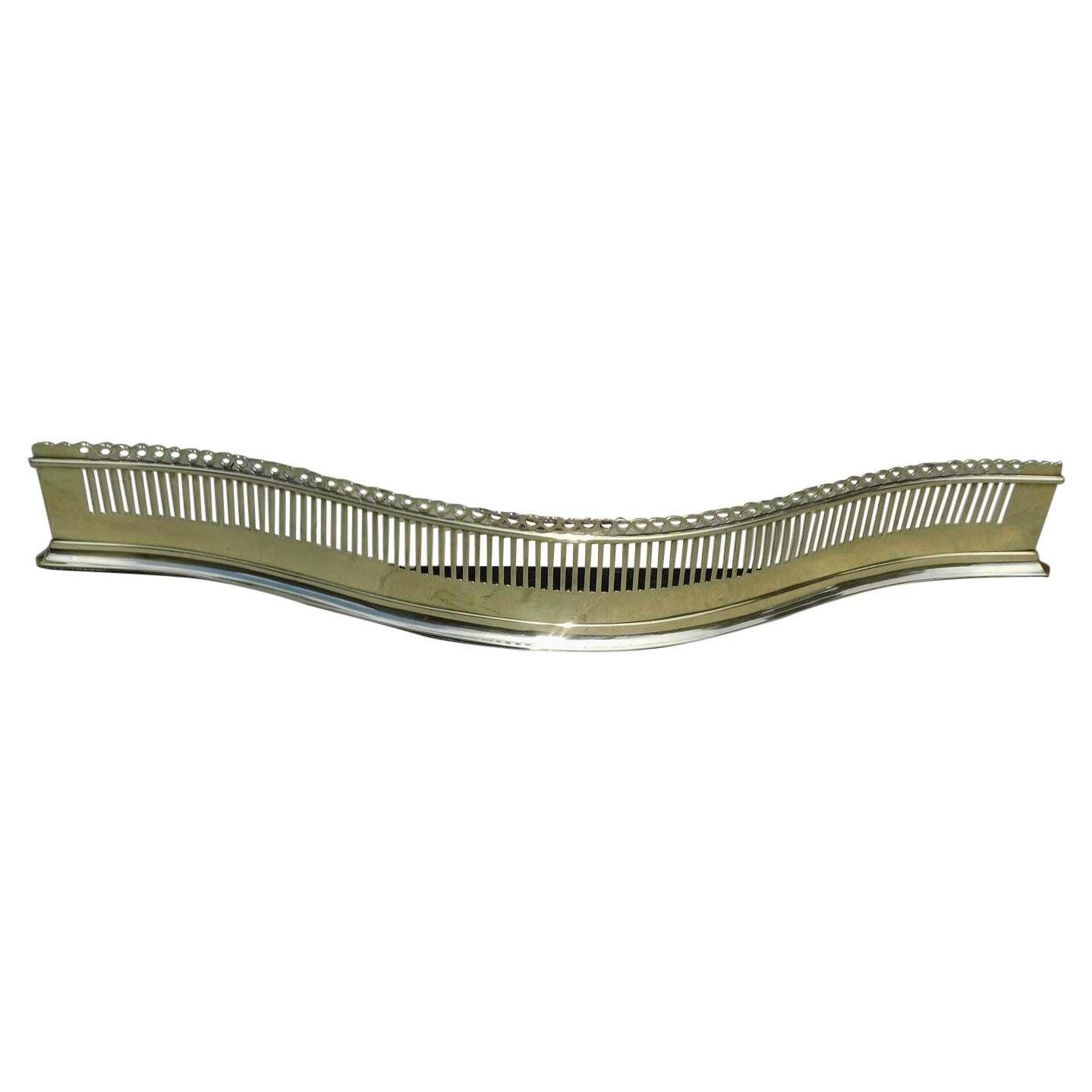English Brass Serpentine Pierced Gallery Molded Edge Fire Place Fender, C. 1790
