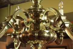 English Brass Six-Arm Chandelier