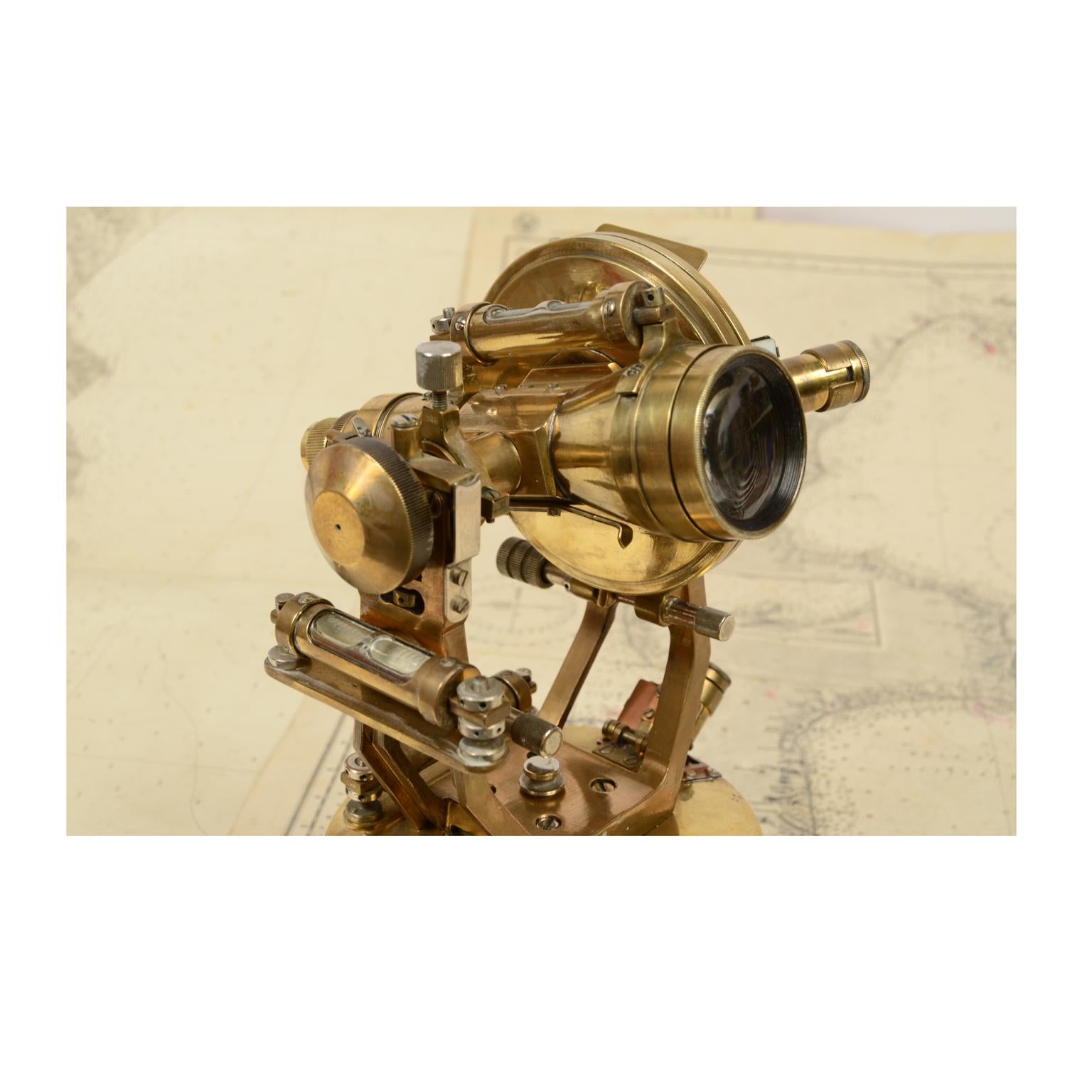 1900s English Antique Brass Tacheometer, surveying instrument 4