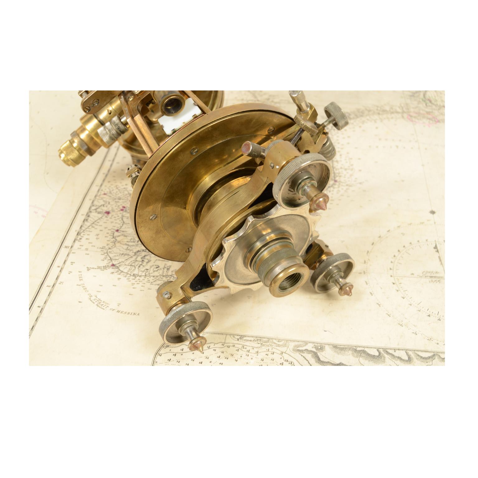 1900s English Antique Brass Tacheometer, surveying instrument 7