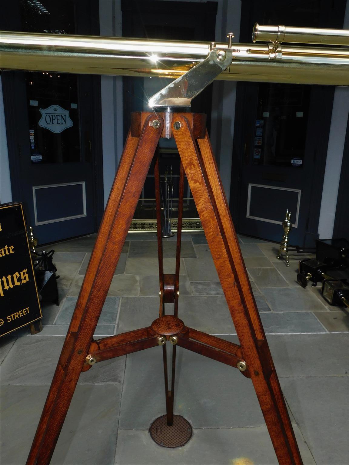 English Brass Telescope on Tripod Stand Signed Negretti & Zambra London, C. 1850 3