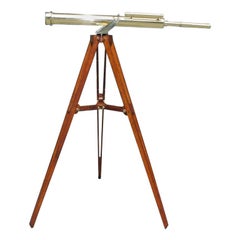 English Brass Telescope on Tripod Stand Signed Negretti & Zambra London, C. 1850