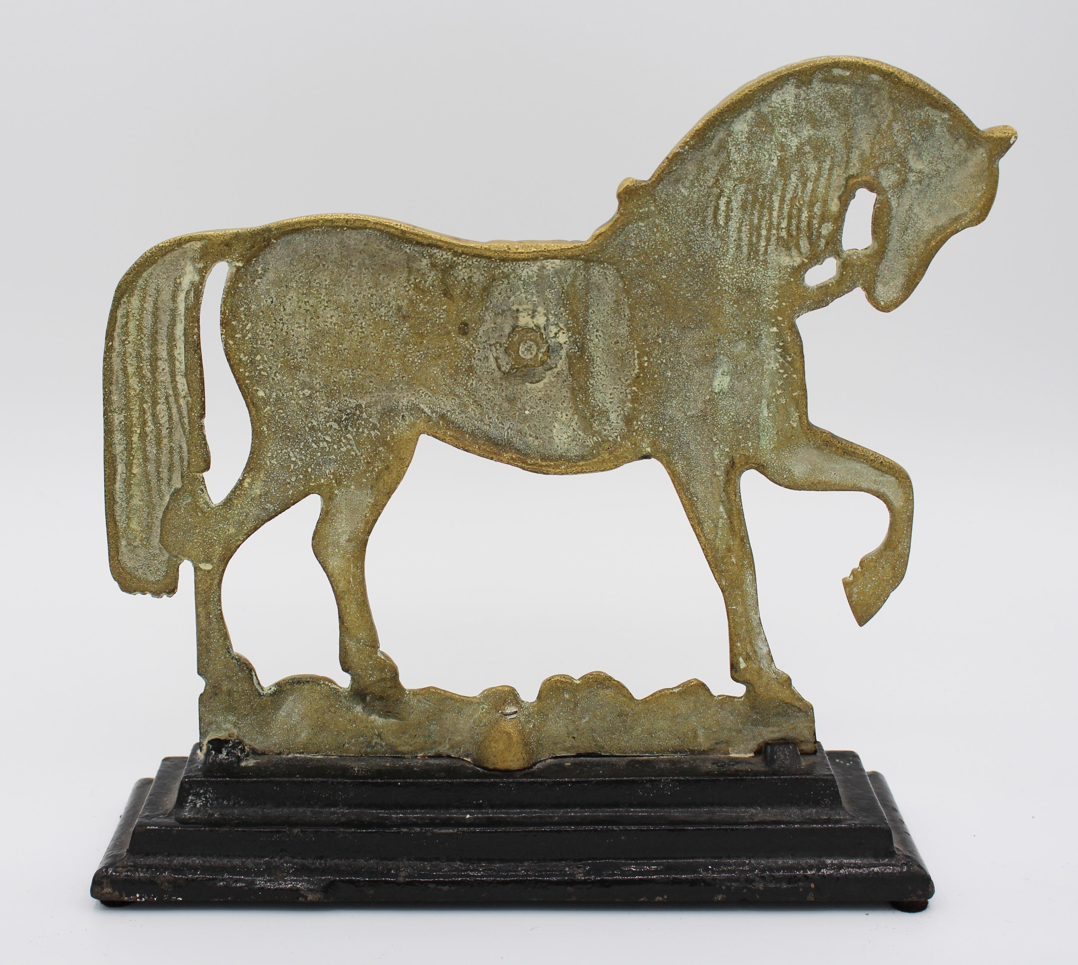 19th Century English Brass Trotting Horse Chimney Ornament