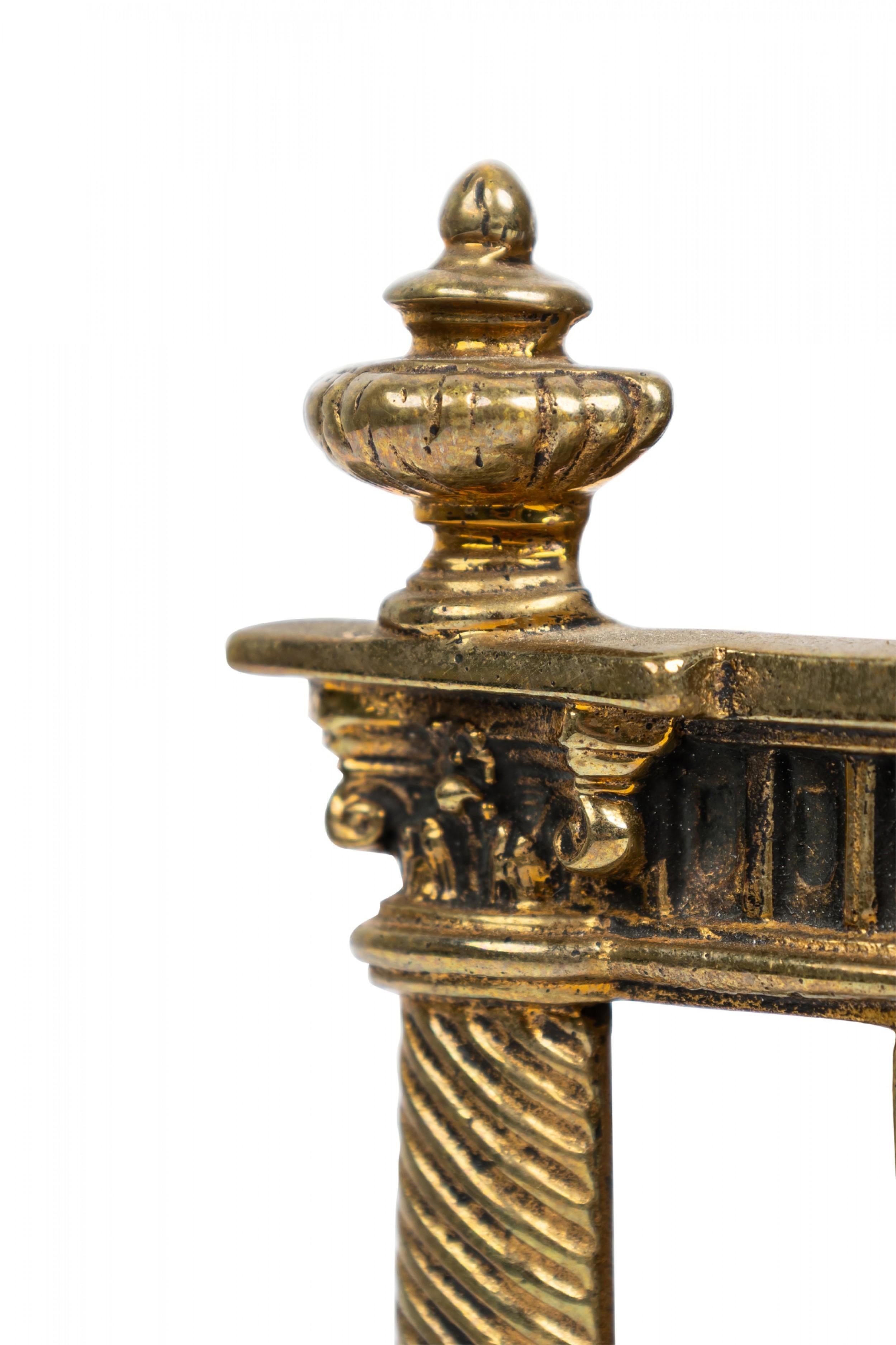 English Brass Two-Compartment Letter Holder with Neoclassical Decorations For Sale 3