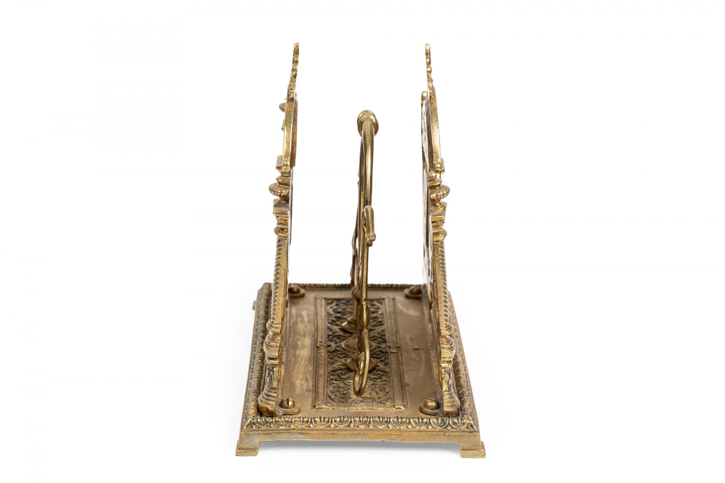 Victorian English Brass Two-Compartment Letter Holder with Neoclassical Decorations For Sale