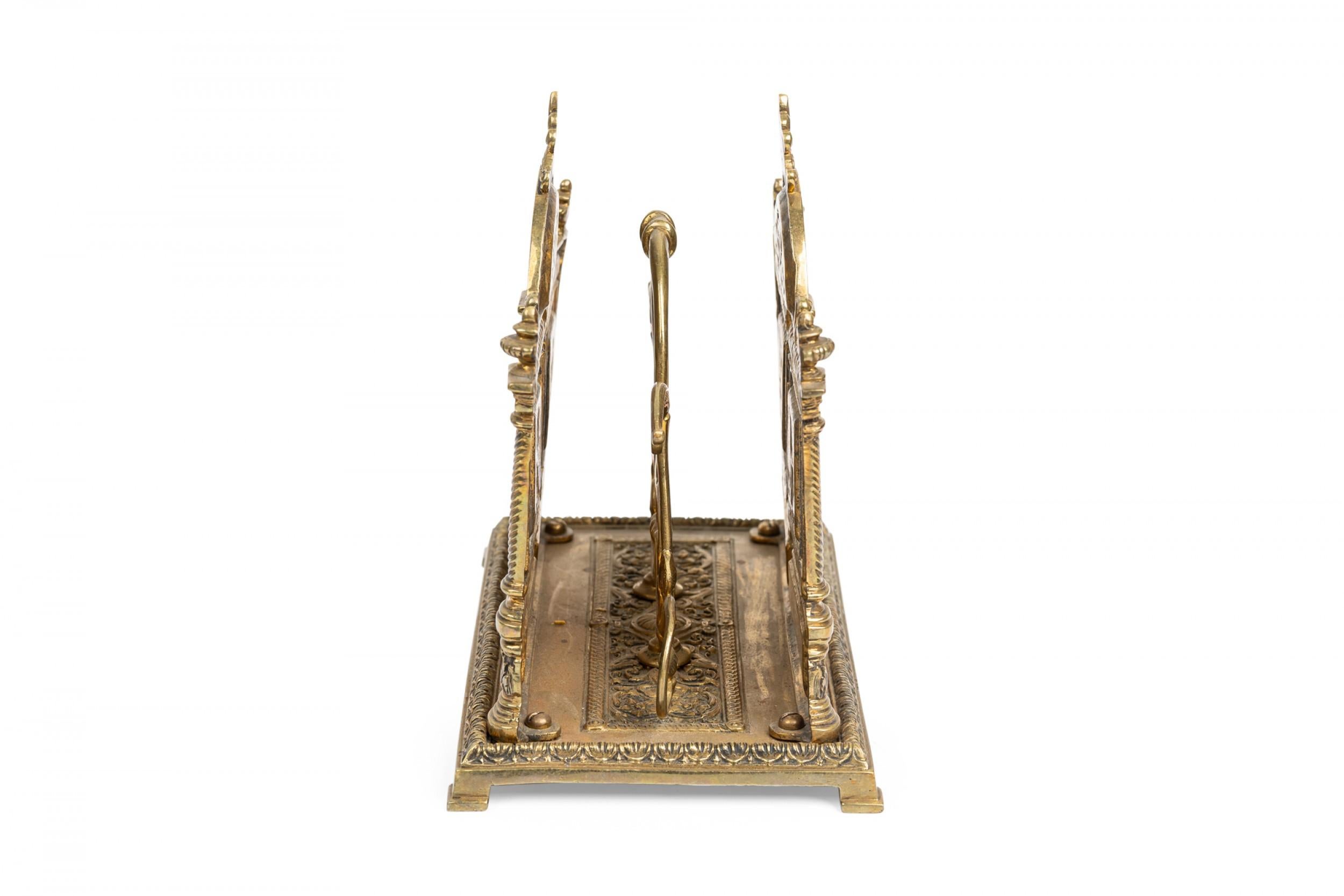 Pressed English Brass Two-Compartment Letter Holder with Neoclassical Decorations For Sale