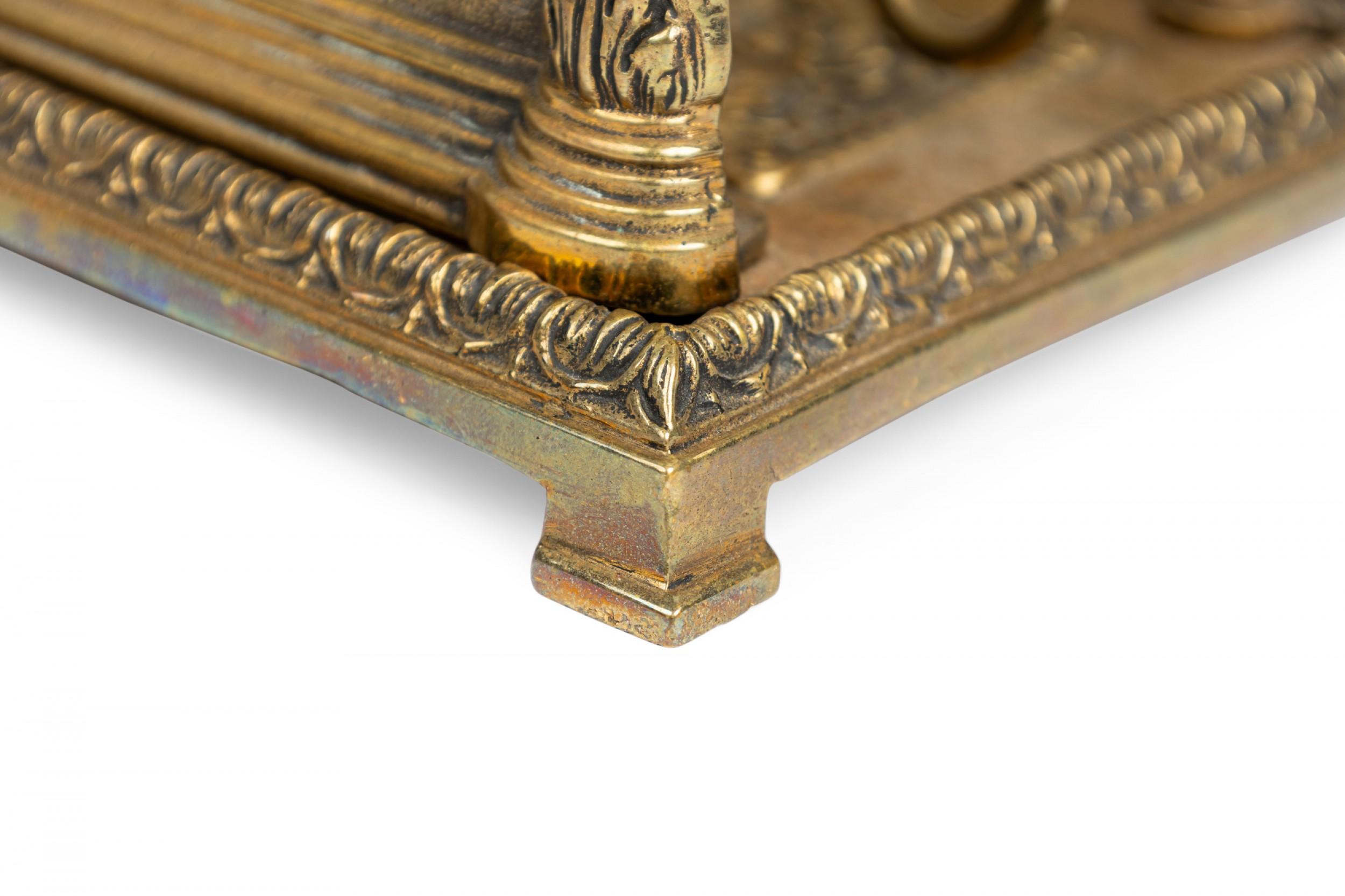 20th Century English Brass Two-Compartment Letter Holder with Neoclassical Decorations For Sale
