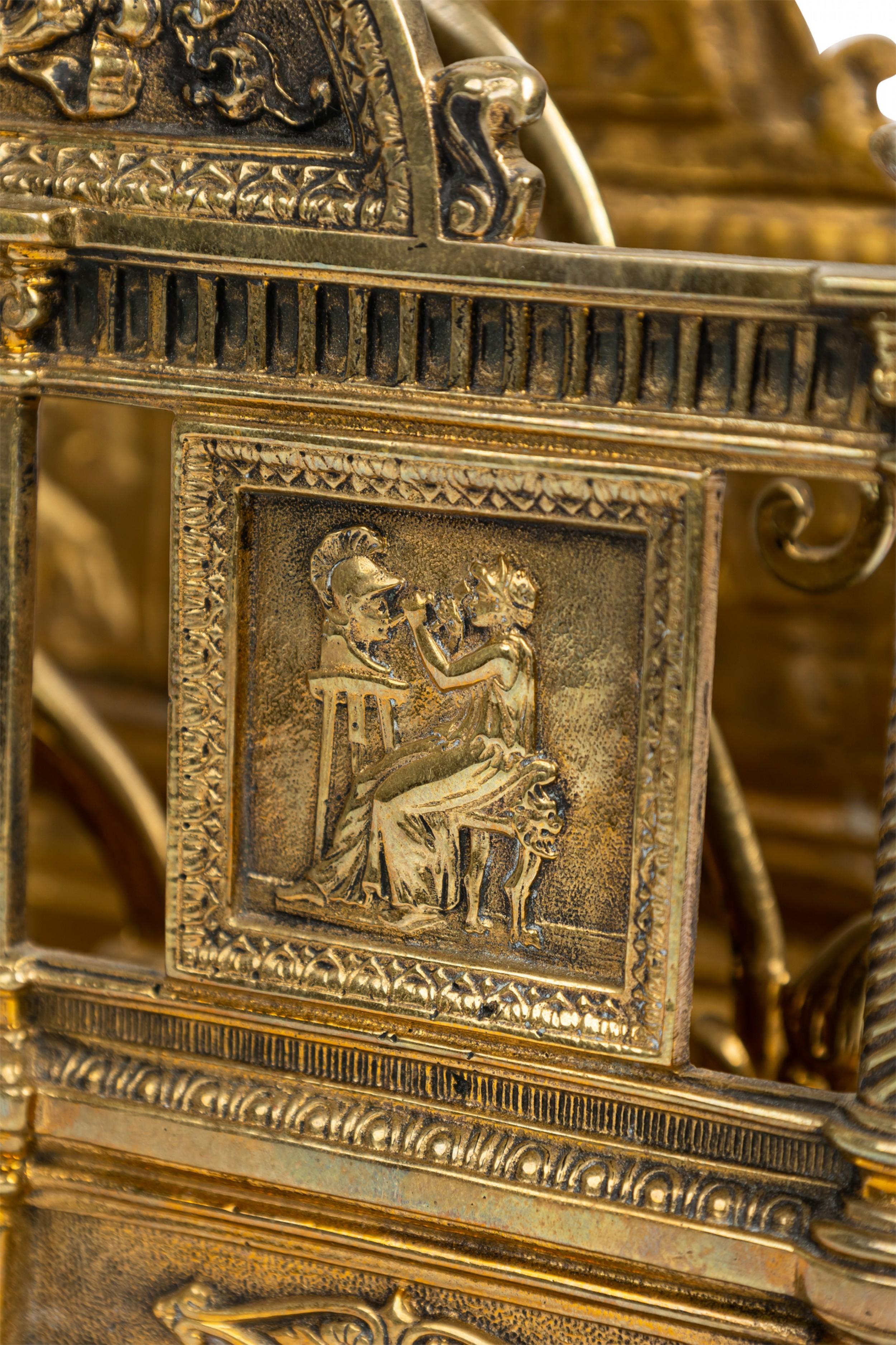 English Brass Two-Compartment Letter Holder with Neoclassical Decorations For Sale 1