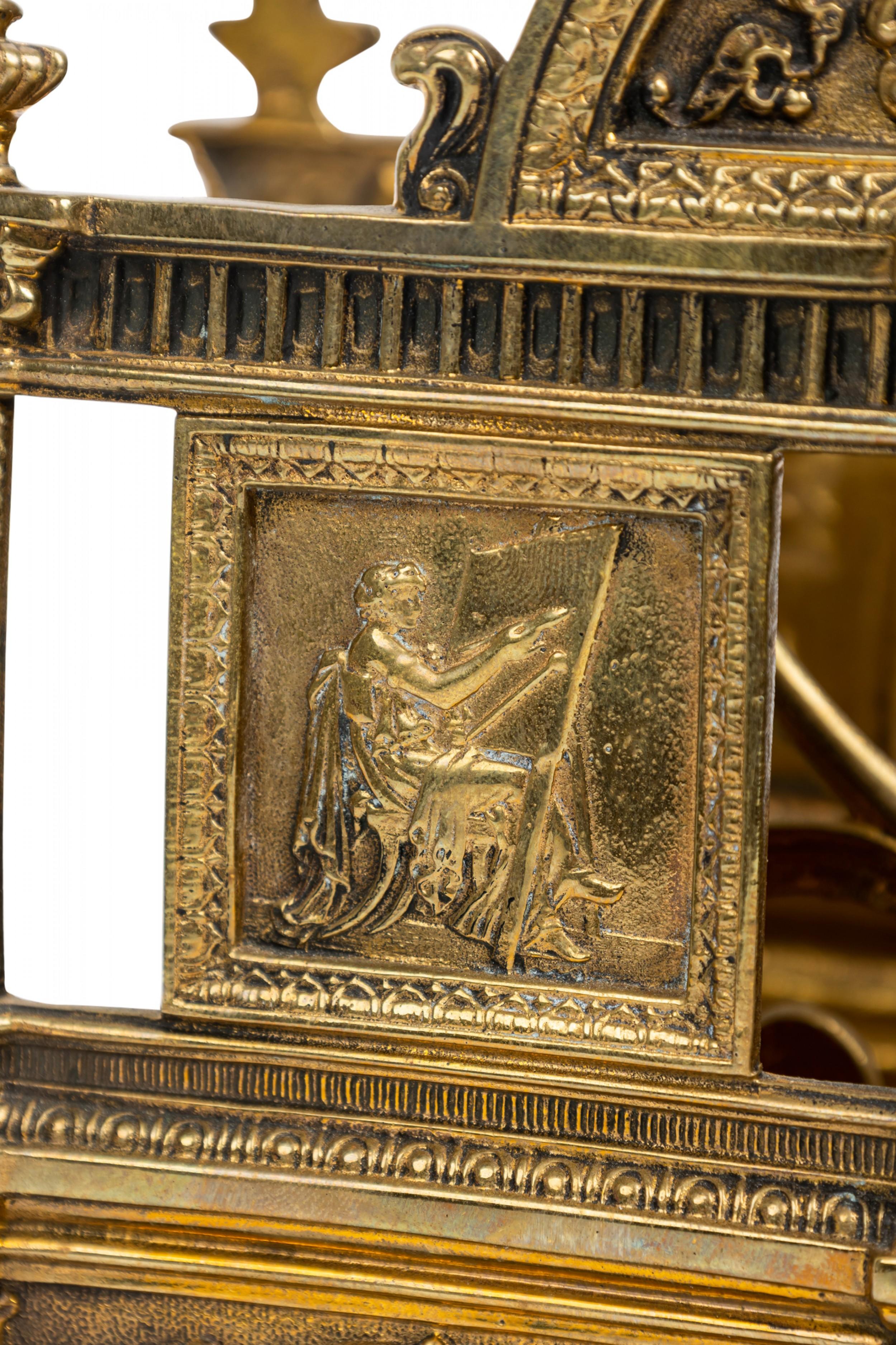 English Brass Two-Compartment Letter Holder with Neoclassical Decorations For Sale 2