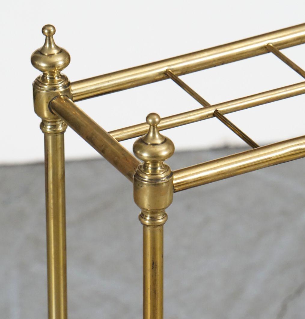 English Brass Umbrella or Stick Stand with Cast Iron Base For Sale 9