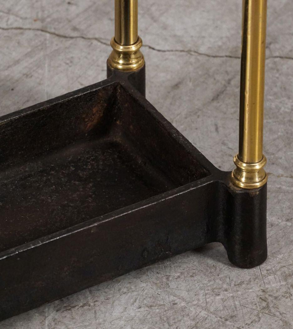 English Brass Umbrella or Stick Stand with Cast Iron Base For Sale 11