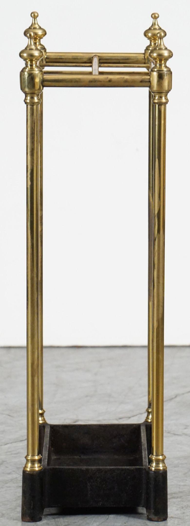 20th Century English Brass Umbrella or Stick Stand with Cast Iron Base For Sale