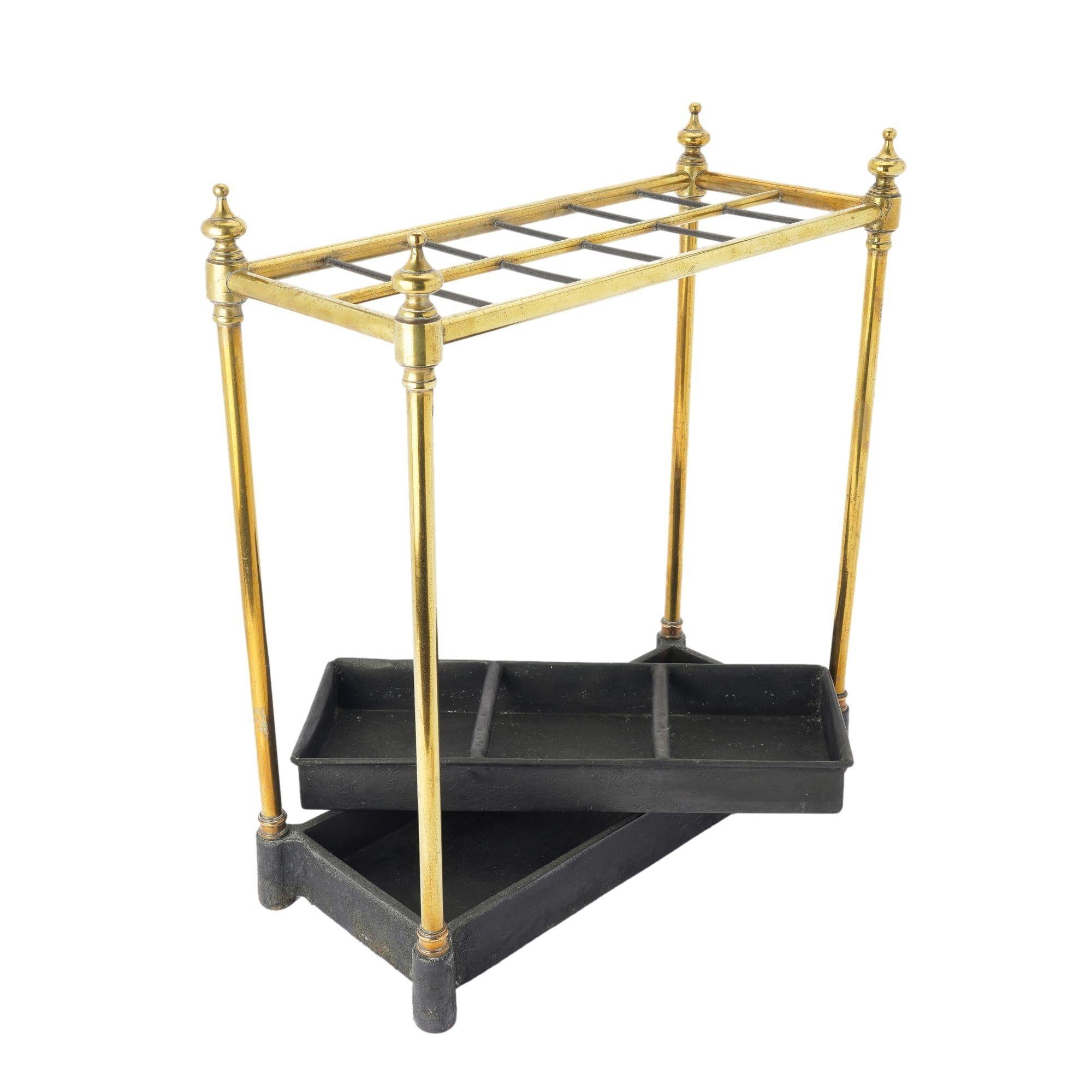 Brass English brass umbrella stand, c. 1860 For Sale