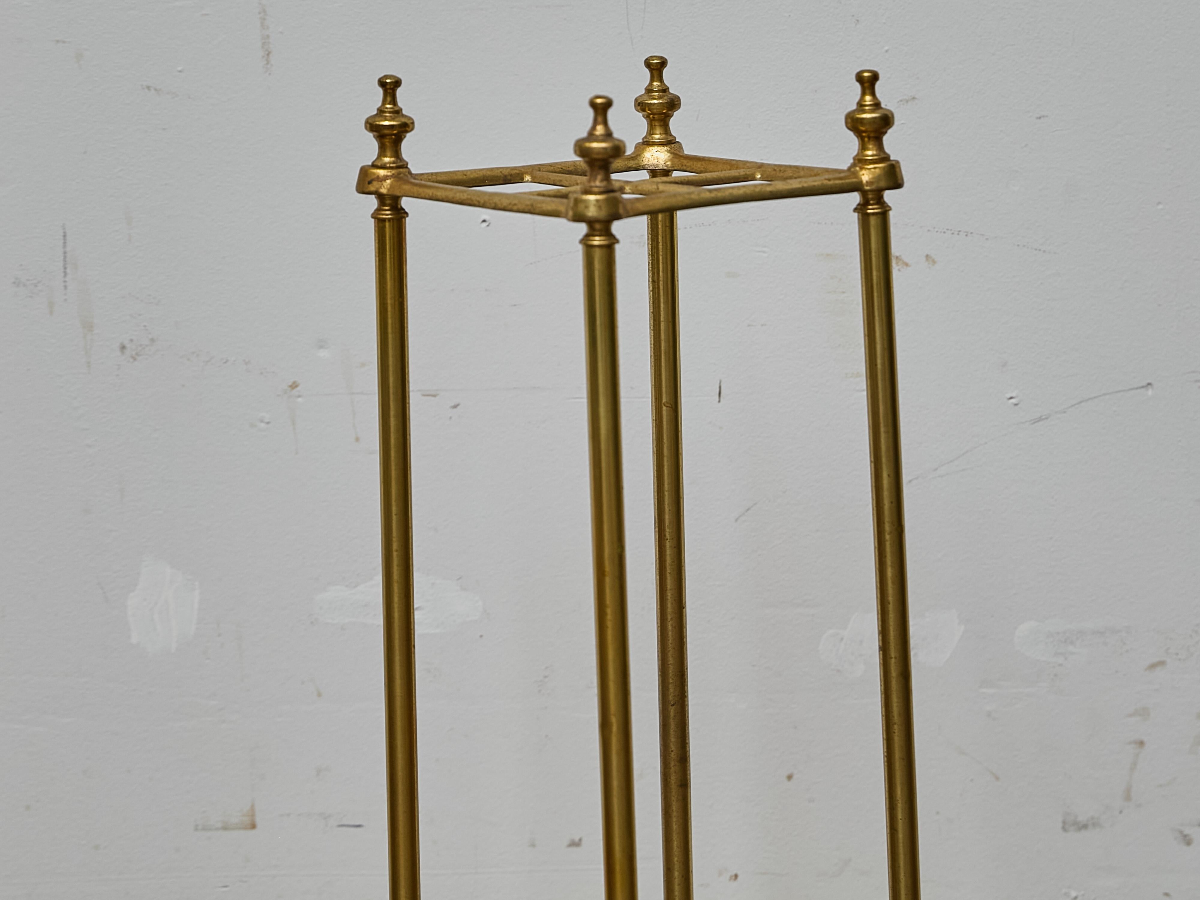 20th Century English Brass Umbrella Stand with Cast Iron Base, Circa 1920–1930 For Sale