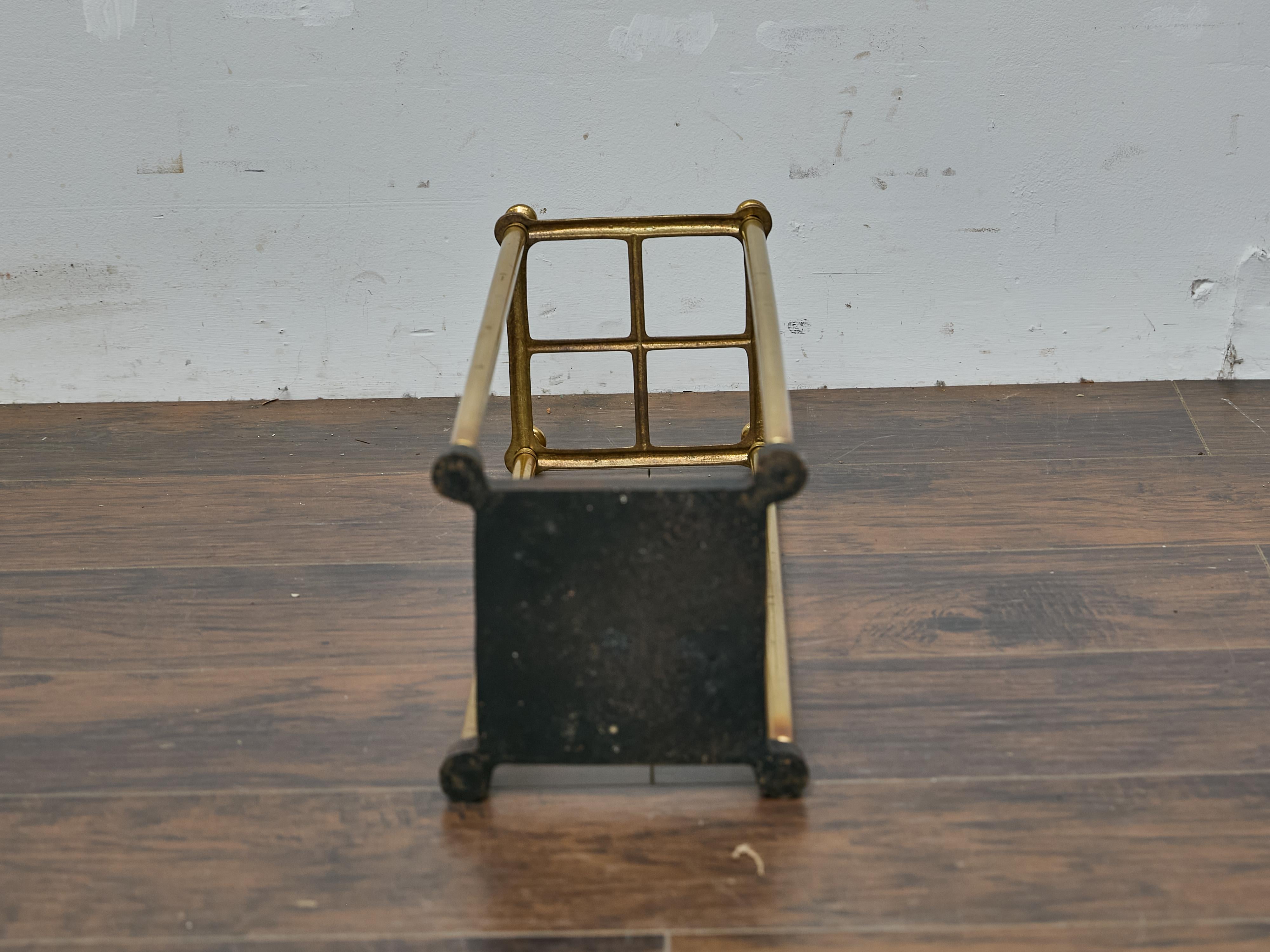 English Brass Umbrella Stand with Cast Iron Base, Circa 1920–1930 For Sale 1