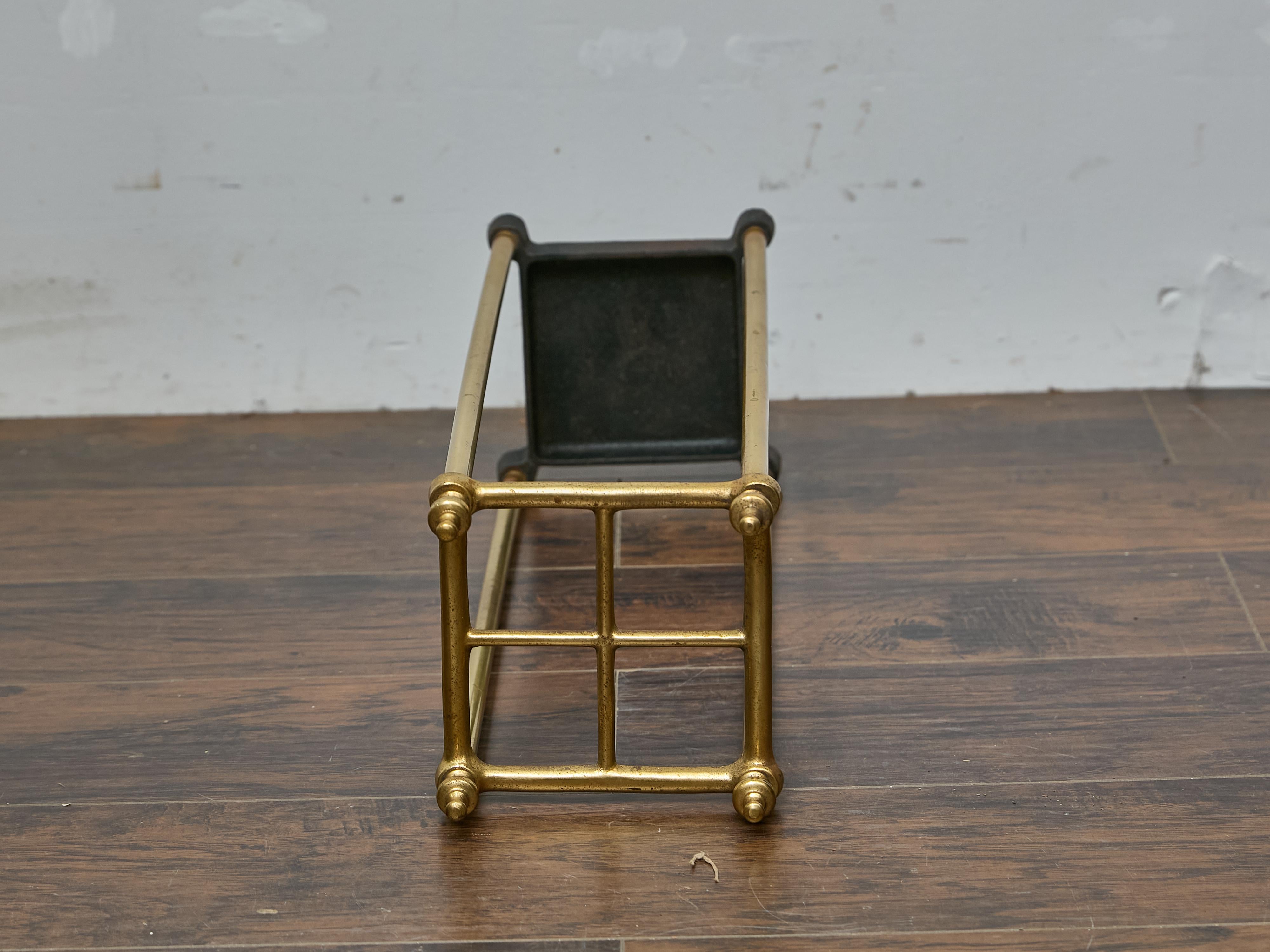 English Brass Umbrella Stand with Cast Iron Base, Circa 1920–1930 For Sale 2