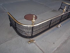 English Brass Urn Finial and Artistic Wire Work Fire Place Fender, Circa 1800