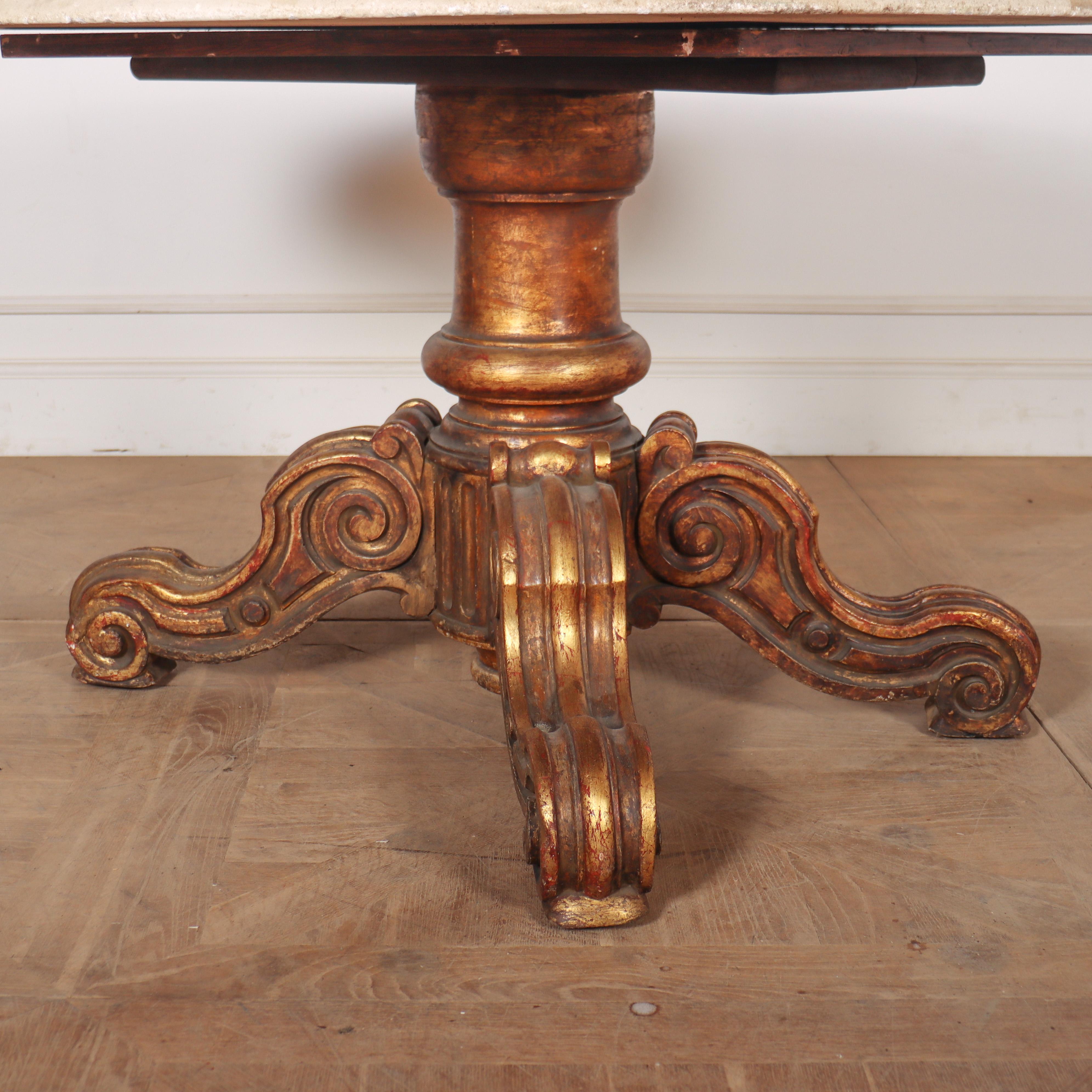 Large 19th C English marble top breakfast table with a lovely worn gilt finish. 1860

Reference: 8332

Dimensions
29.5 inches (75 cms) High
50 inches (127 cms) Diameter