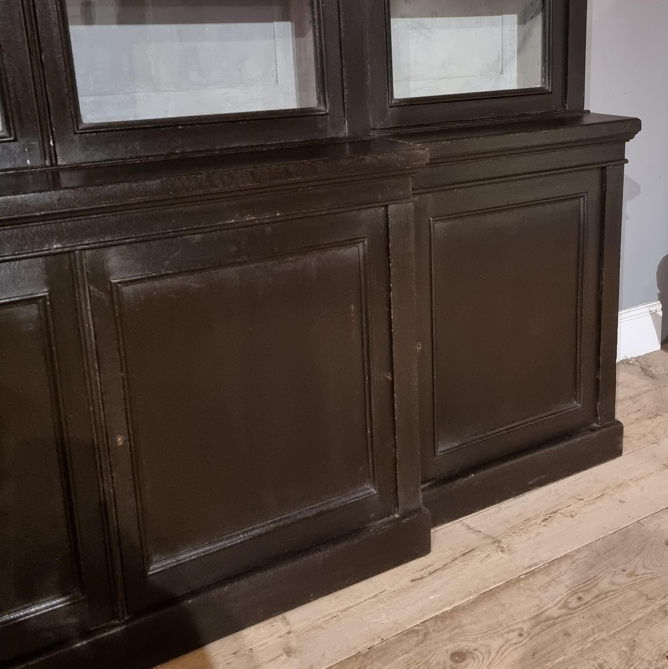 Victorian English Breakfront Library Bookcase For Sale
