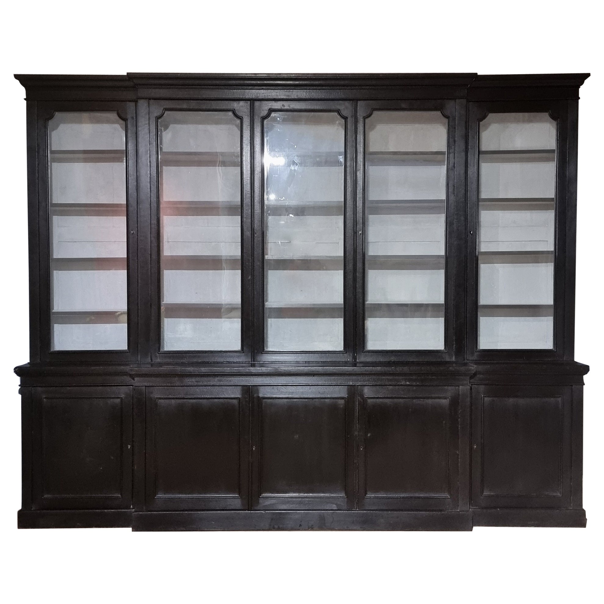 English Breakfront Library Bookcase