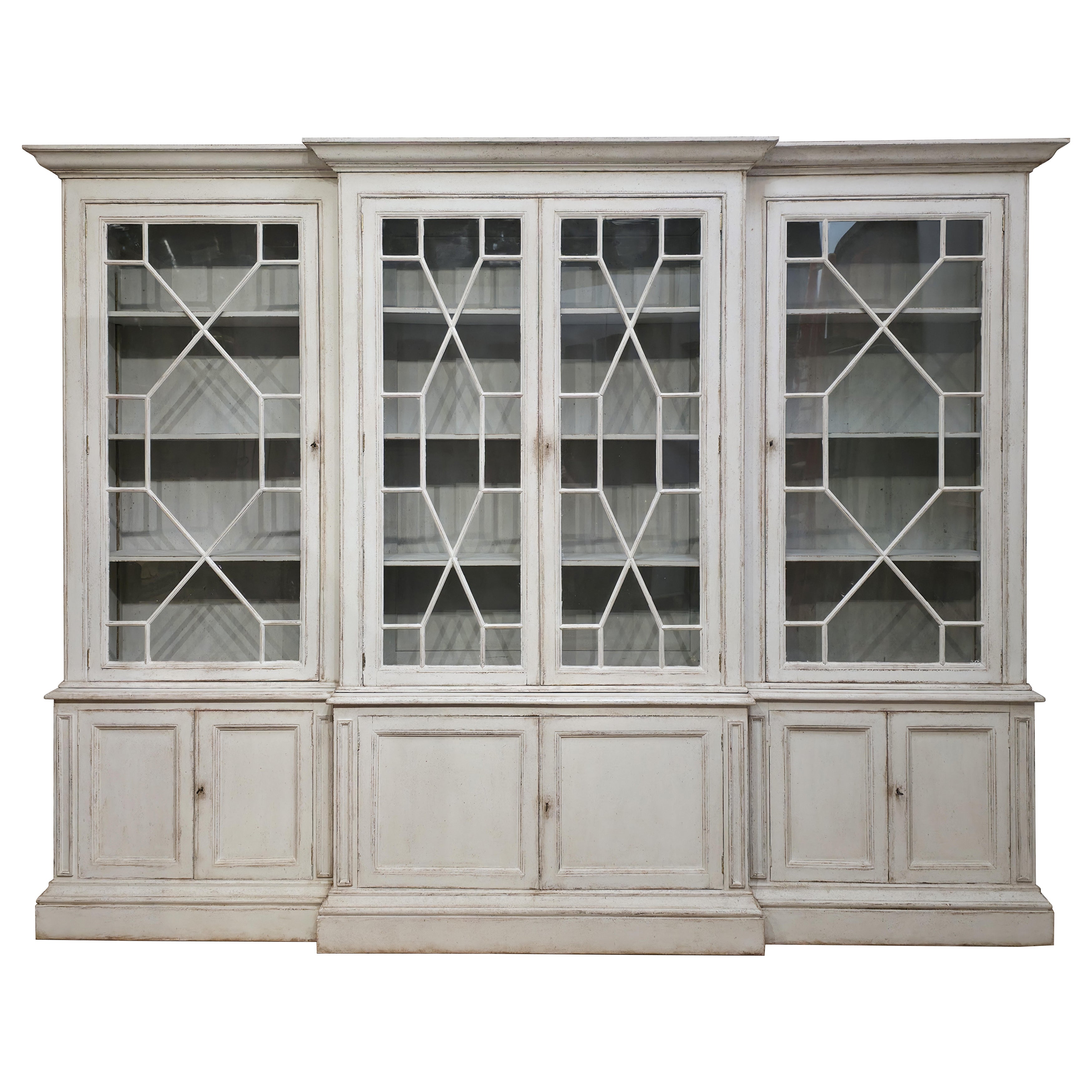 English Breakfront Library Bookcase For Sale