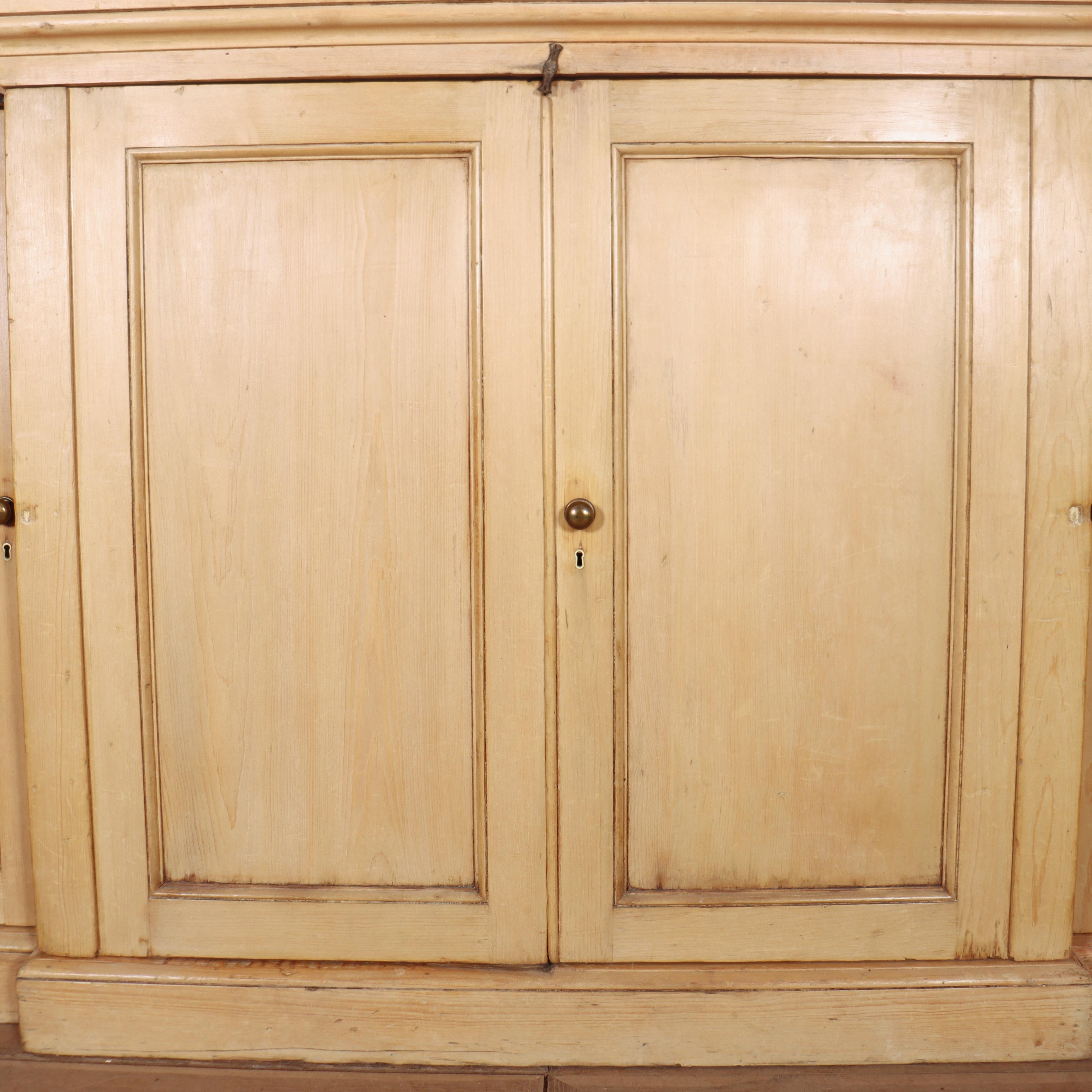 Pine English Breakfront Linen Cupboard For Sale
