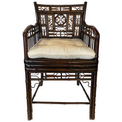 English Brighton Bamboo Regency Style Armchair with Cushion