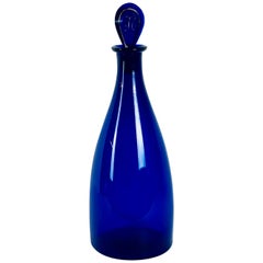  Hand Blown Cobalt Blue Glass Decanter for Holland's Gin-England, 18th c.