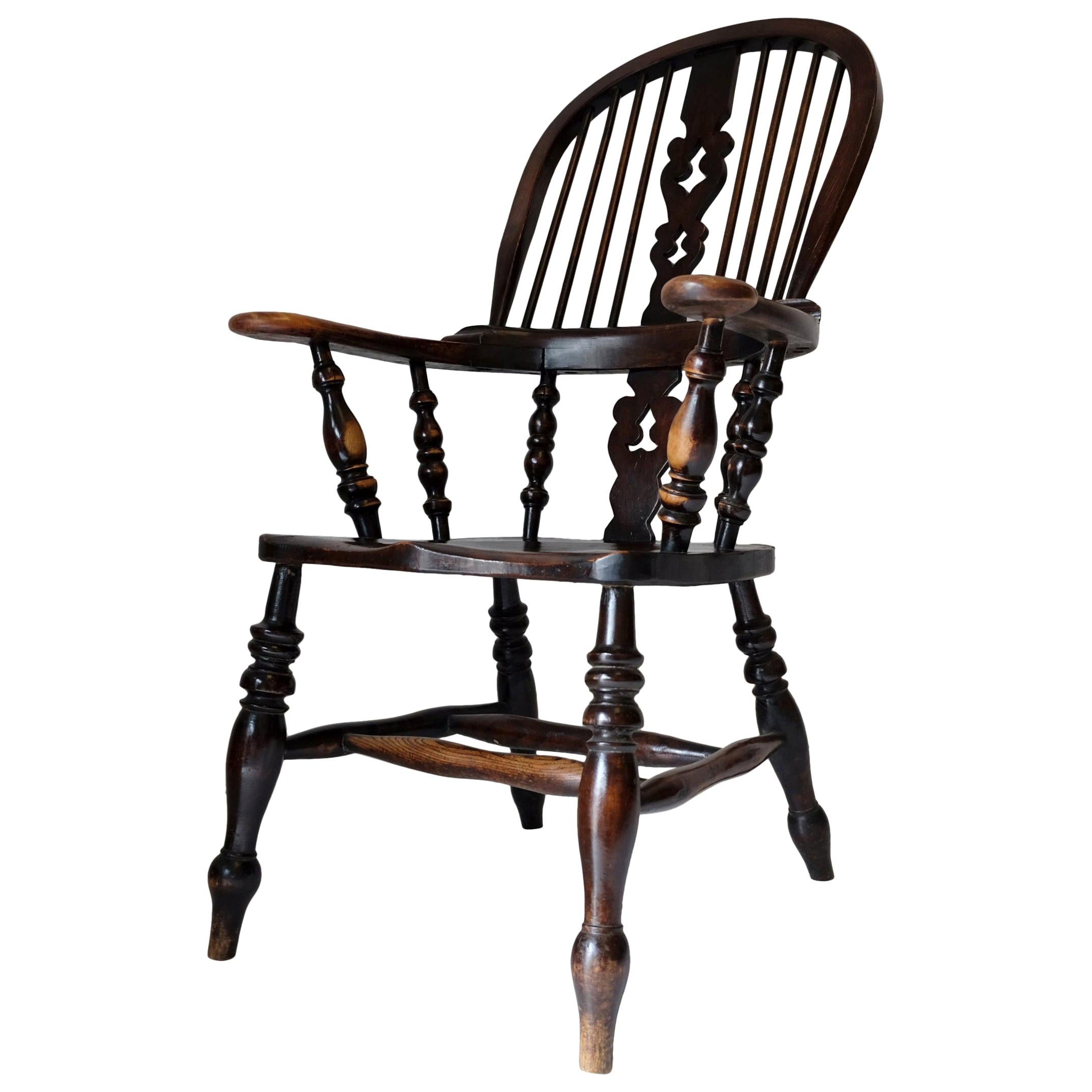 English Broad Arm Windsor Chair, 19th Century, Alder, Large, Yorkshire Country