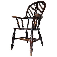 English Broad Arm Windsor Chair, 19th Century, Alder, Large, Yorkshire Country