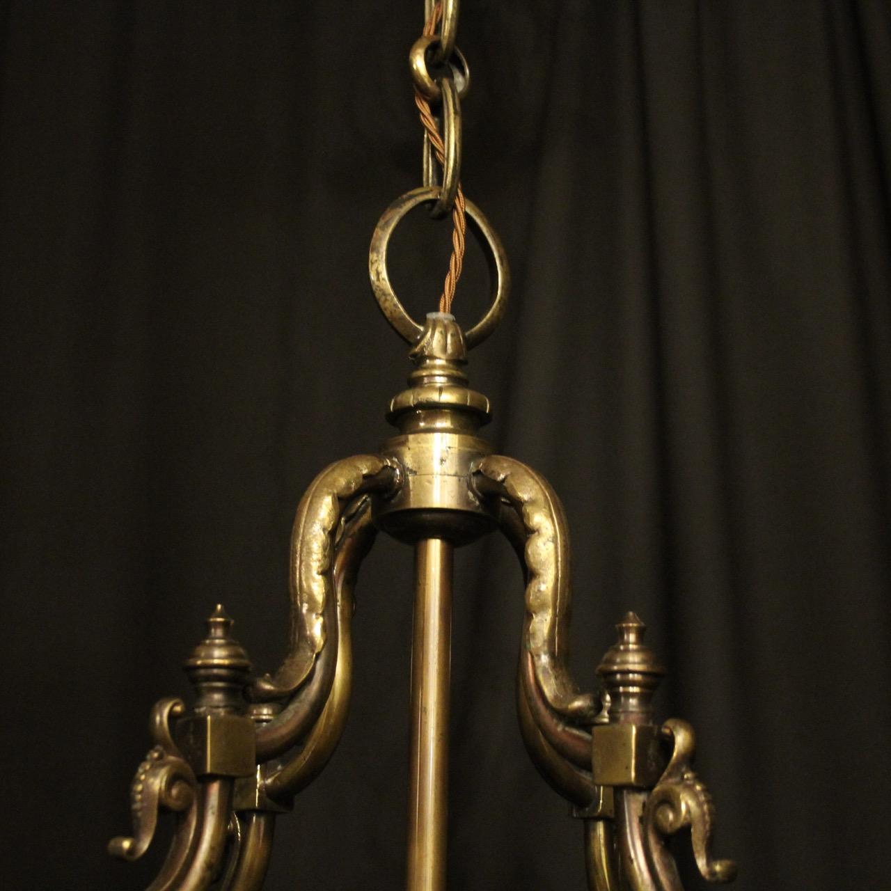 19th Century English Bronze 4-Light Antique Convex Lantern