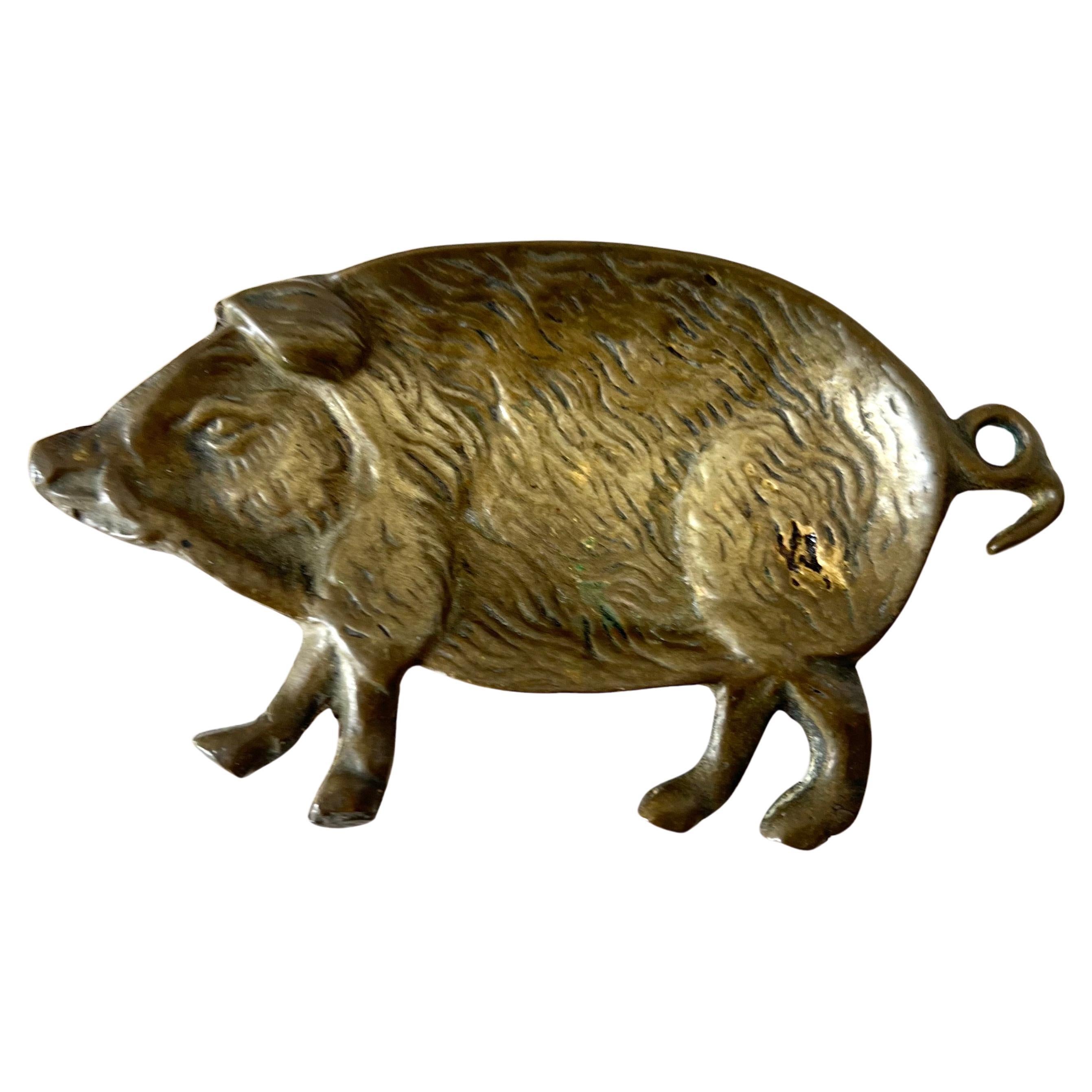 English Bronze Dish in the Shape of a Pig 