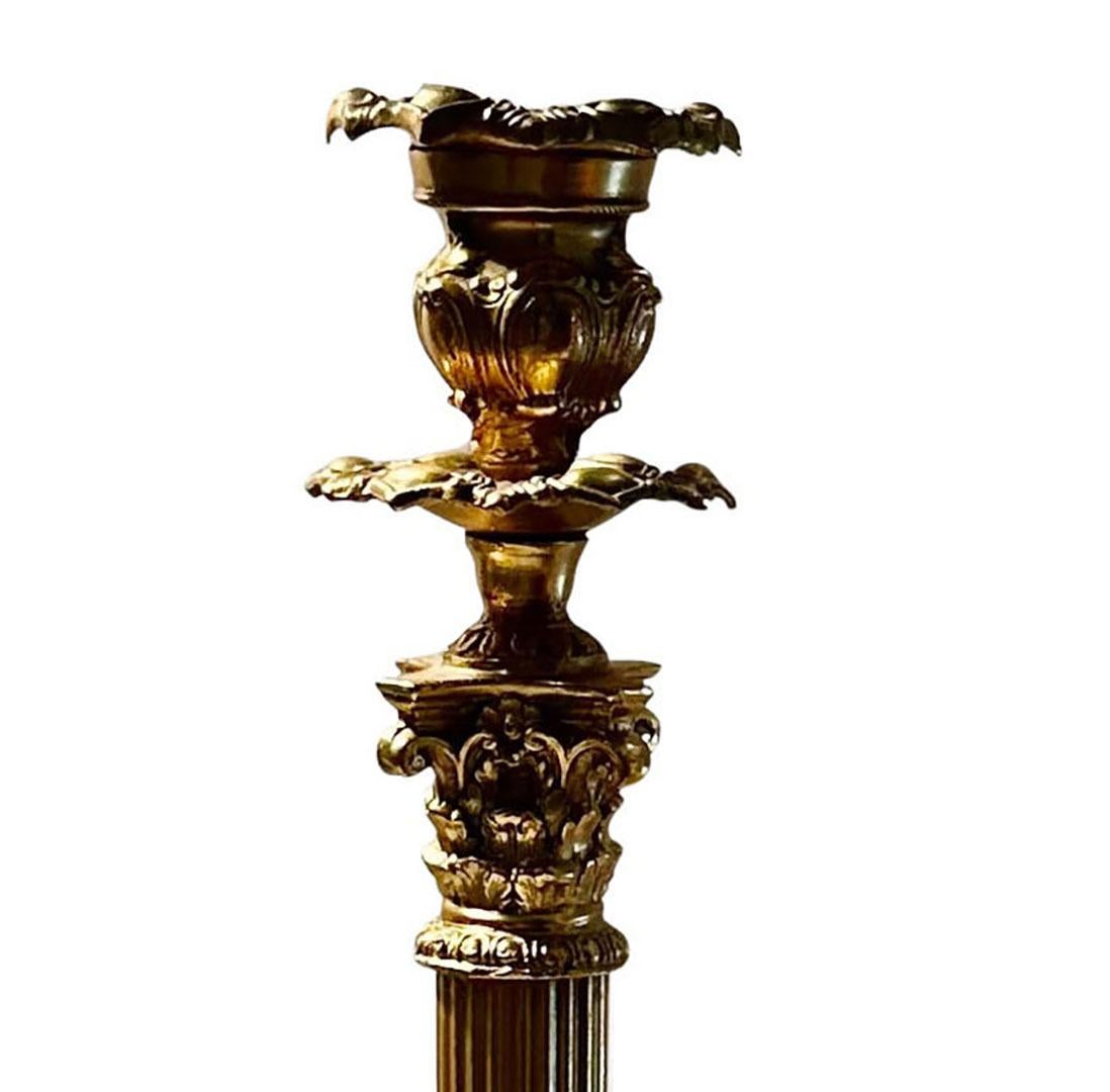 English Bronze Dore Candlesticks - A Pair  For Sale 2