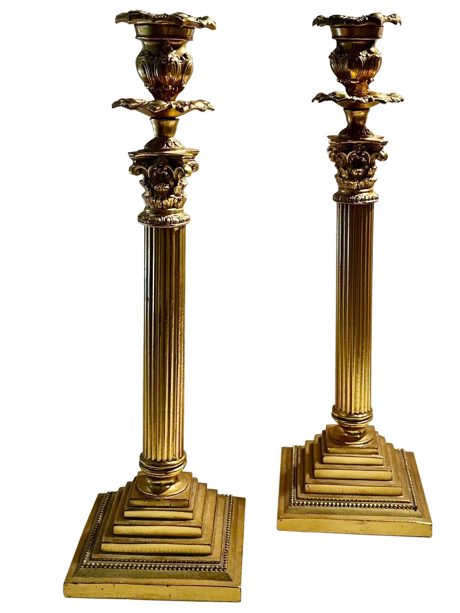 English Bronze Dore Candlesticks - A Pair  For Sale 3