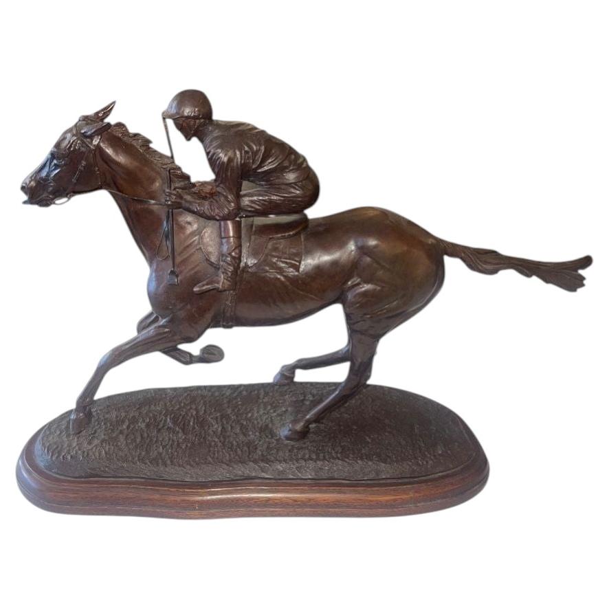 English Bronze Racehorse Sculpture Signed by Gill Parker 1984.