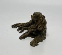 English bronze recumbent Spaniel, c. 1840.